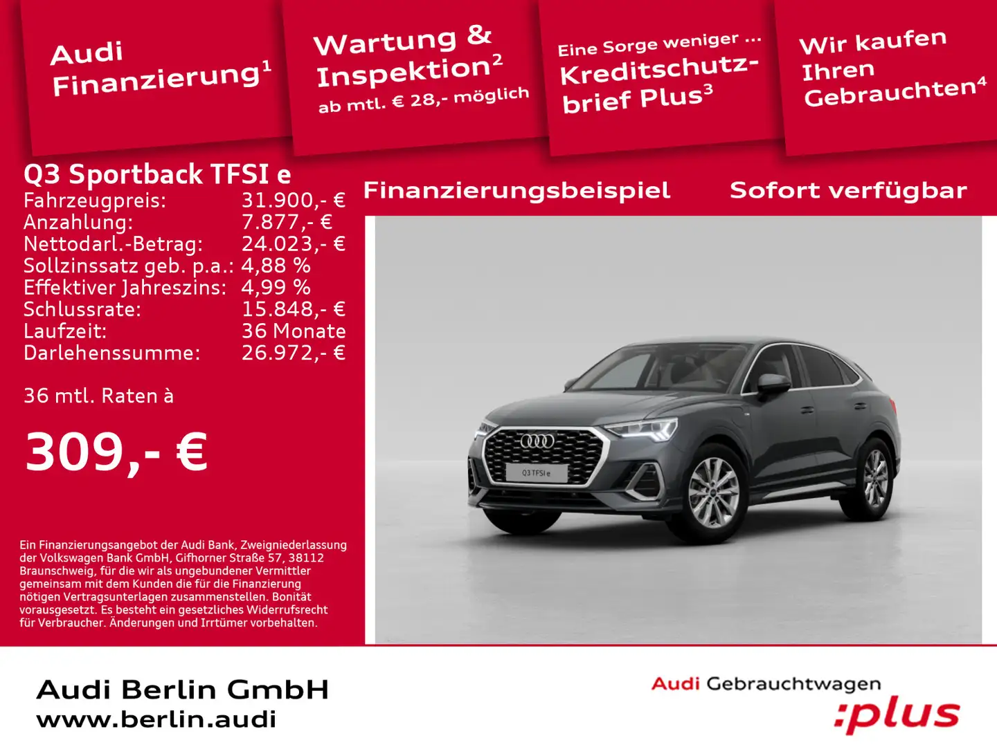 Audi Q3 S line 45 e  S tr. RFK PDC Grau - 1