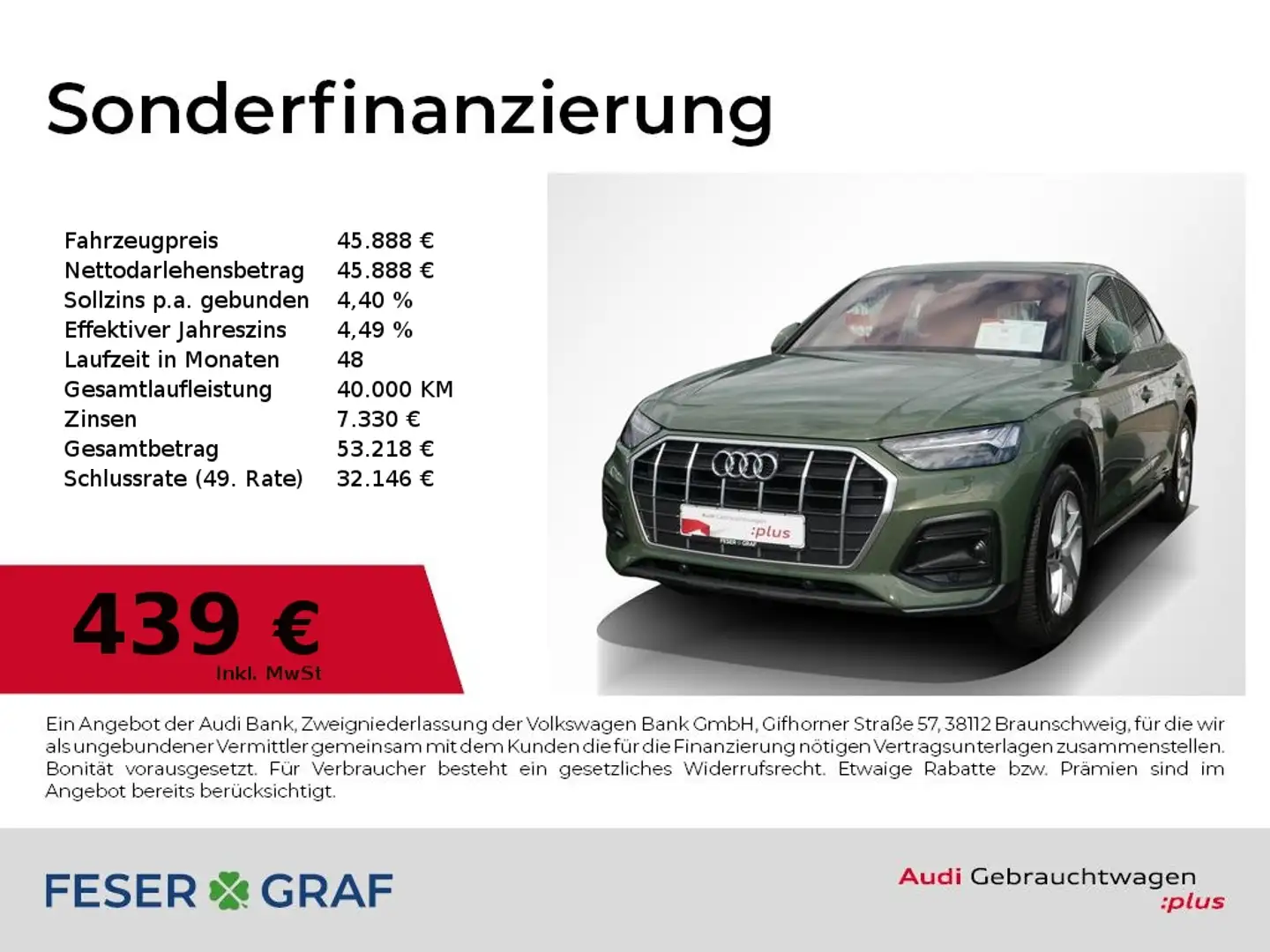 Audi Q5 Sportback 35 TDI S line Int/Matrix/ACC+Parken/AHK/ Grün - 1