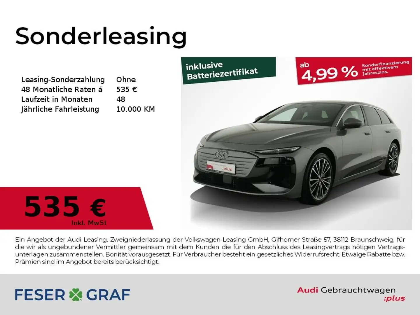 Audi A6 e-tron Avant performance Matrix/ACC/360°/AHK/Alu20 Gris - 1