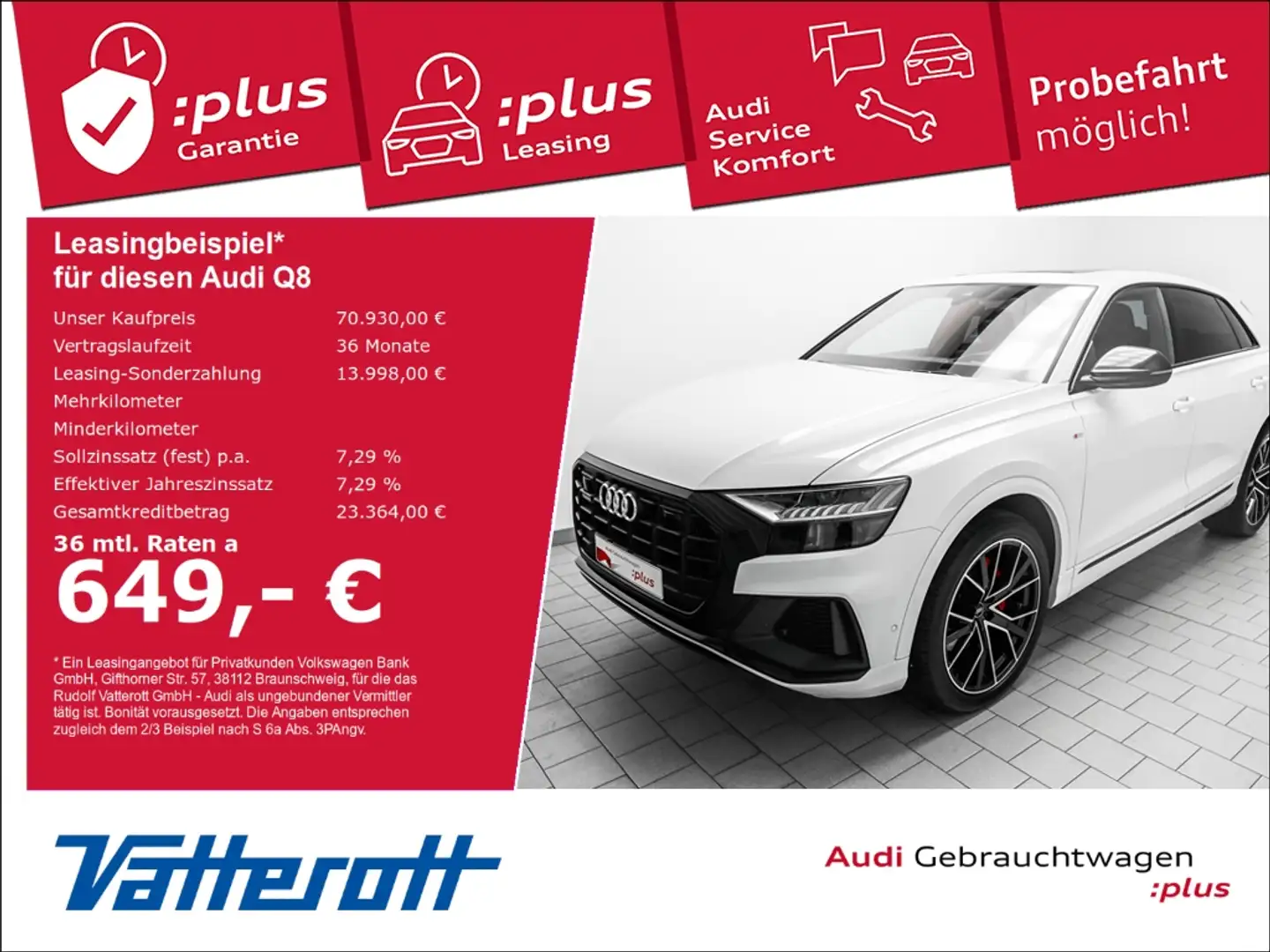 Audi Q8 50 TDI S line competition plus Pano AHK Weiß - 1