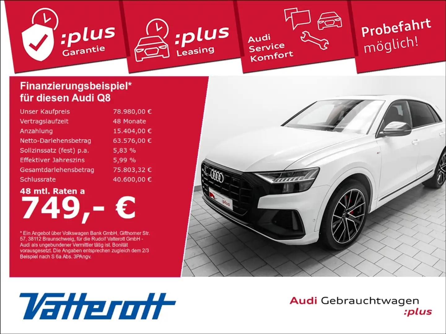 Audi Q8 50 TDI S line competition plus Pano AHK Weiß - 1