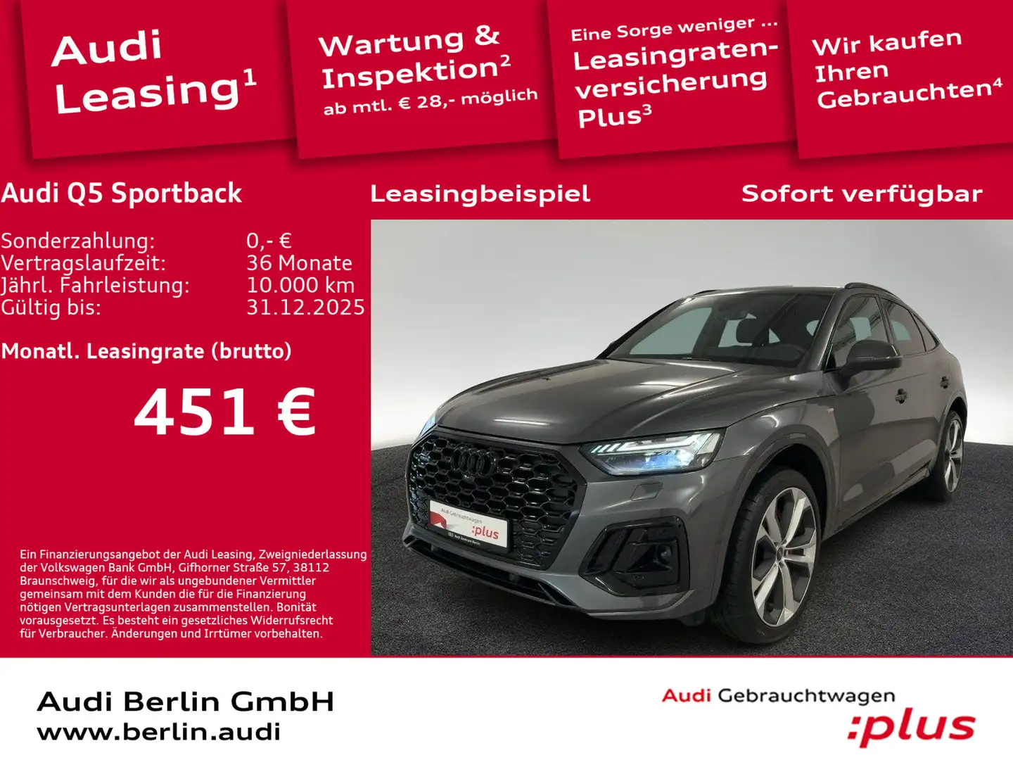 Audi Q5 S line 40 TFSI qu. S tr. AHK STDHZG Grau - 1