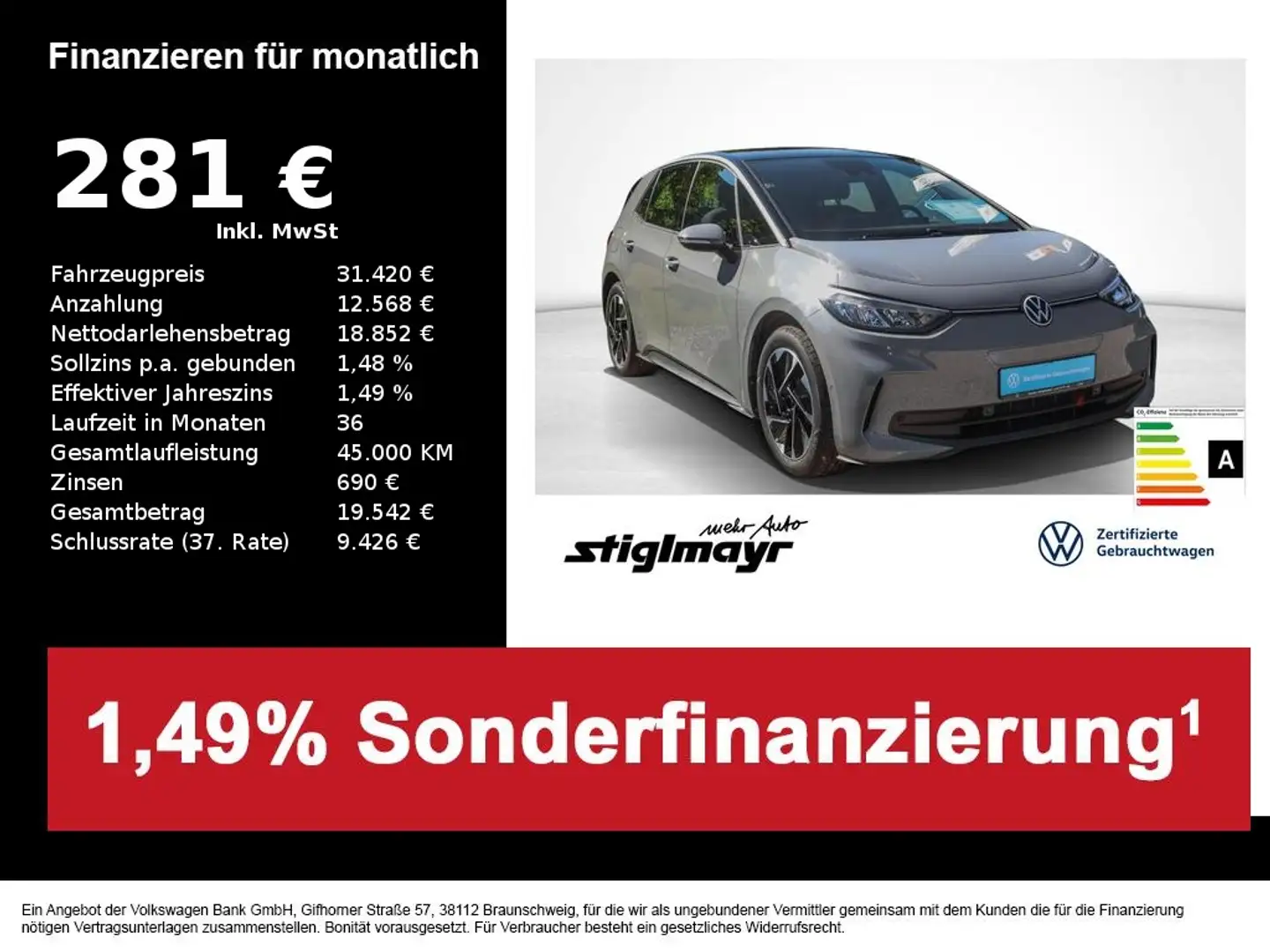 Volkswagen ID.3 Pro 150kW 62kWh *ACC*NAVI*SHZ*CAM* Gris - 1