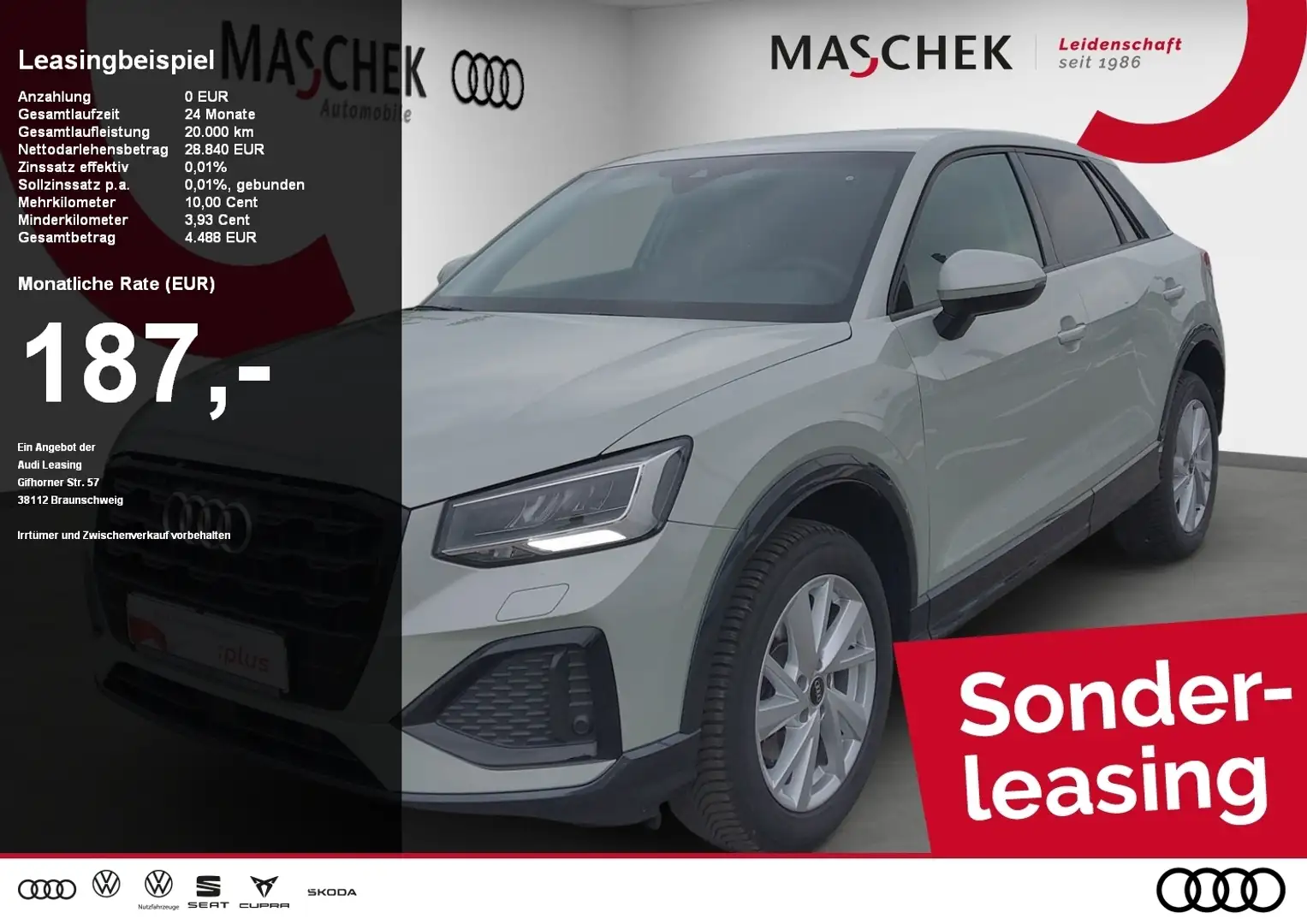 Audi Q2 Advanced 30 TFSI nur noch bis 23.06.!! AHK Black T Argento - 1