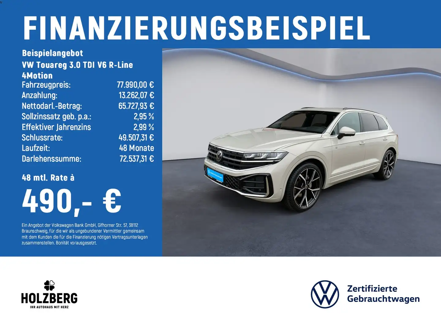 Volkswagen Touareg 3.0 TDI V6 R-Line 4Motion MATRIX+AHK+STHZ+DYNAU... Beige - 2