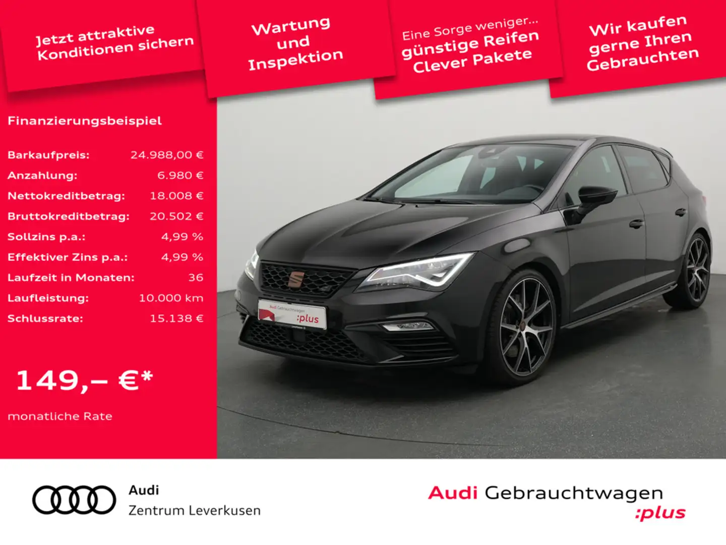 SEAT Leon Cupra 290 DSG KAM SHZ CARPLAY LED KEYLESS Schwarz - 1