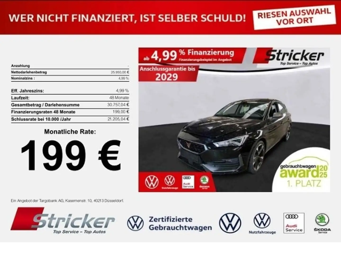 CUPRA Leon 1.5eTSI DSG 199,-ohne Anzahlung Navi ACC Kamera Schwarz - 1