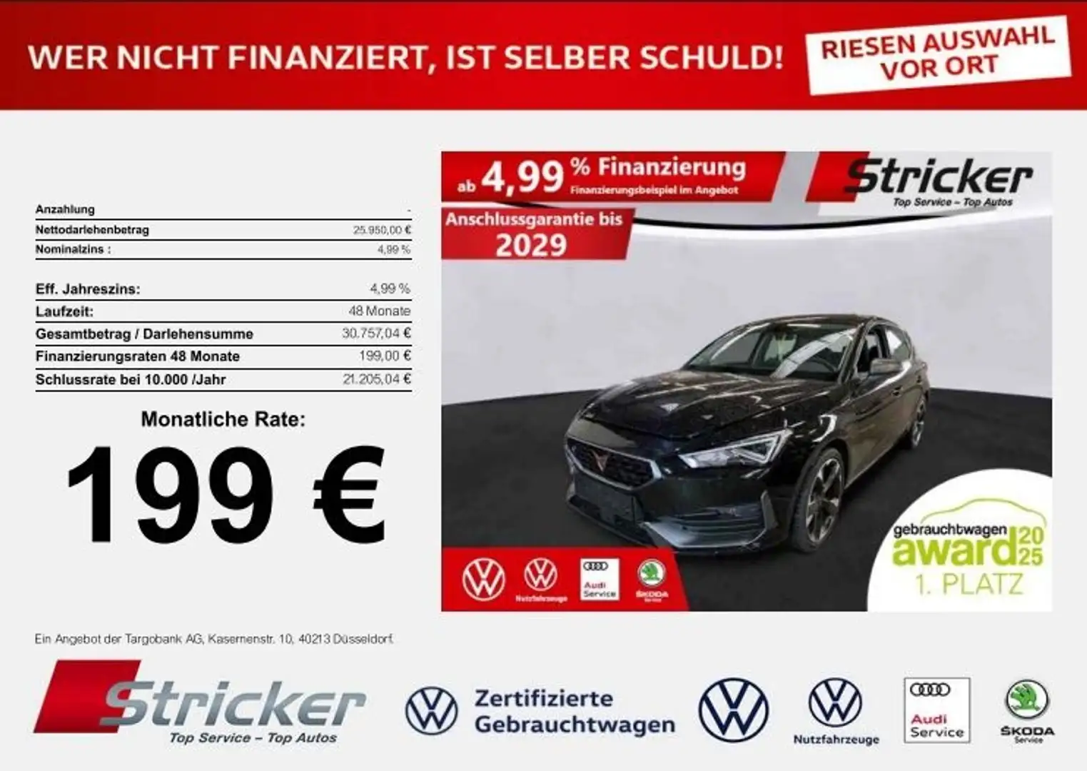 CUPRA Leon 1.5eTSI DSG 199,-ohne Anzahlung Navi ACC Kamera Schwarz - 2