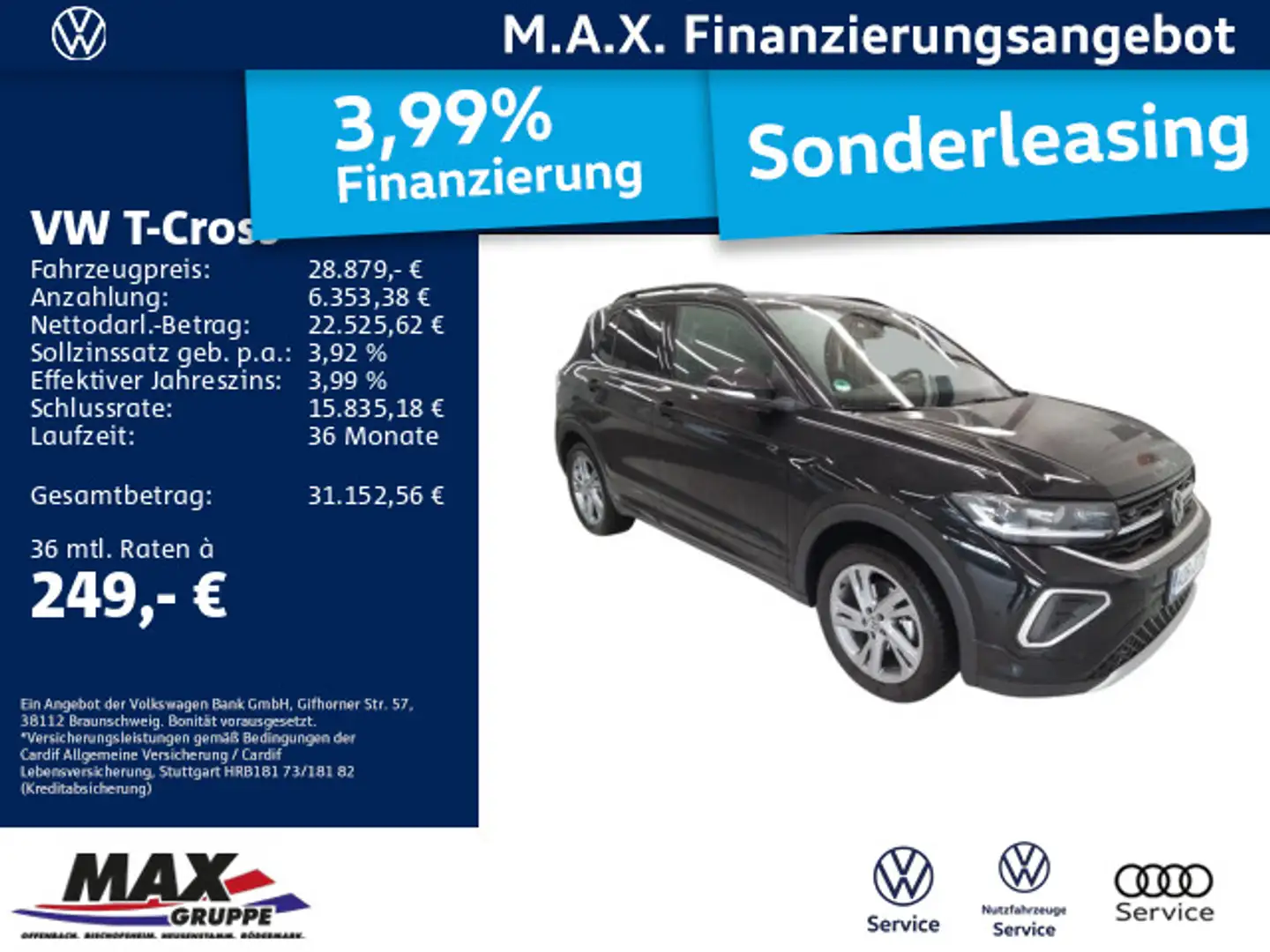 Volkswagen T-Cross 1.0 TSI DSG R-LINE IQ.LIGHT+AHK+NAVI+ Schwarz - 1