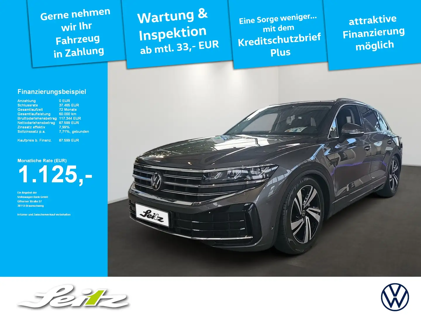 Volkswagen Touareg 3.0 TDI 4M Elegance *AHK*PANO*STANDH* Grau - 1