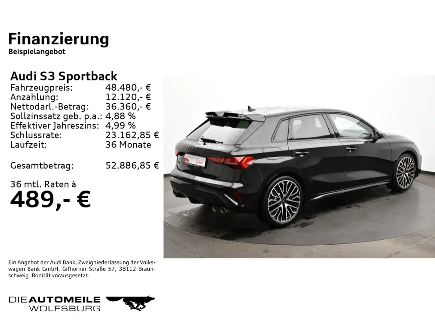 Audi S3 2.0 TFSI S-tronic quattro Pano/Einp Schwarz - 2
