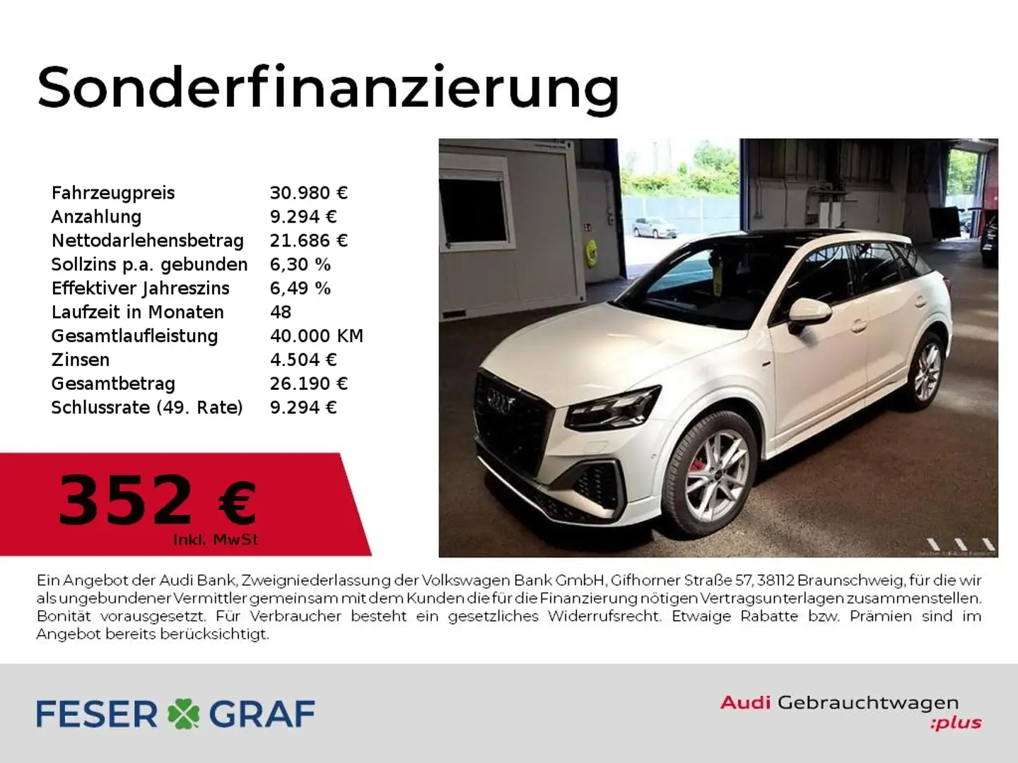 Audi Q2 35 TDI S tronic S Line Int Pano,Navi,Matrix,Leder Weiß - 1