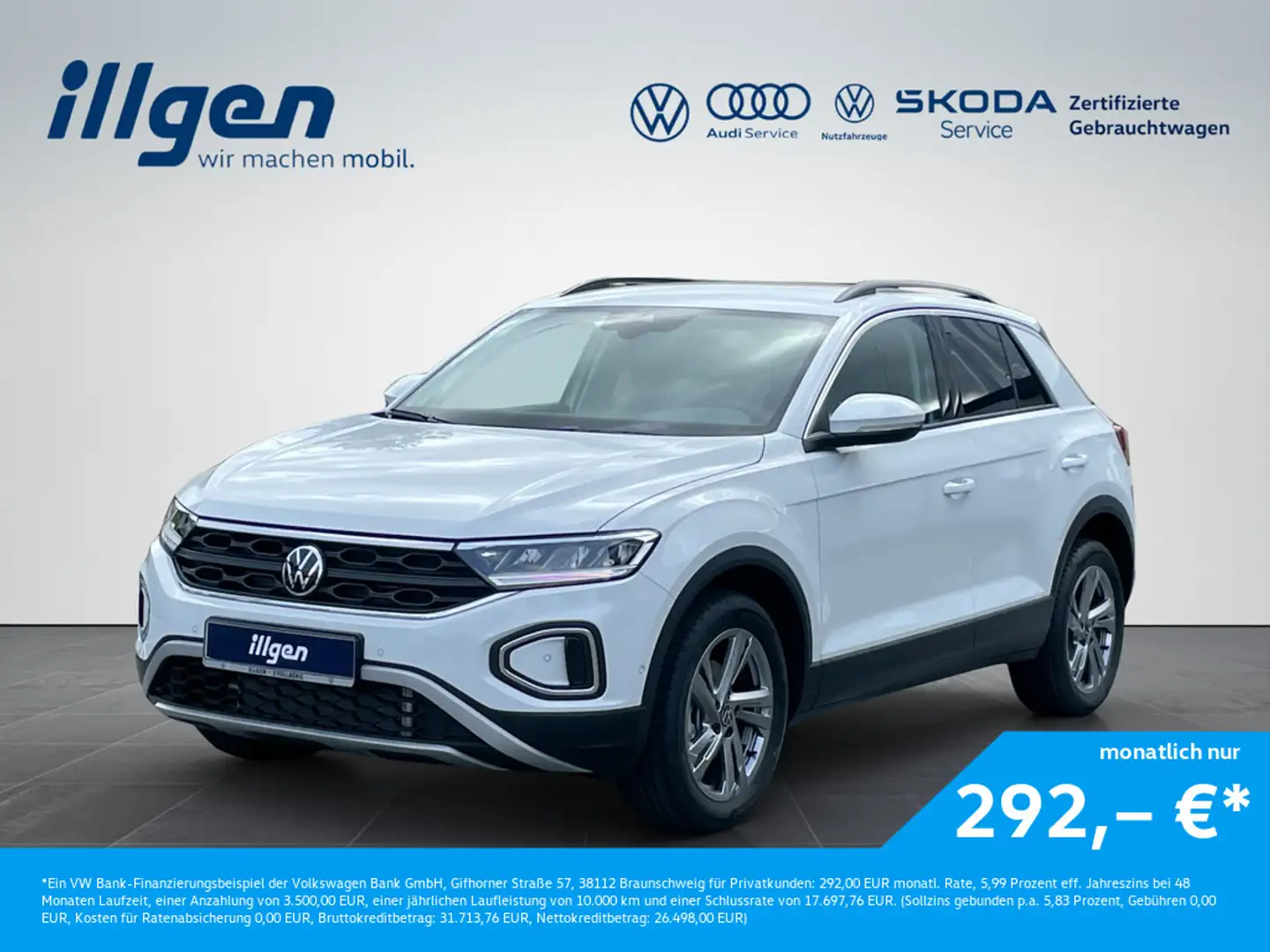 Volkswagen T-Roc 1.5 TSI Life LED+CLIMAT+SHZ+APP+PDC+LM Weiß - 1