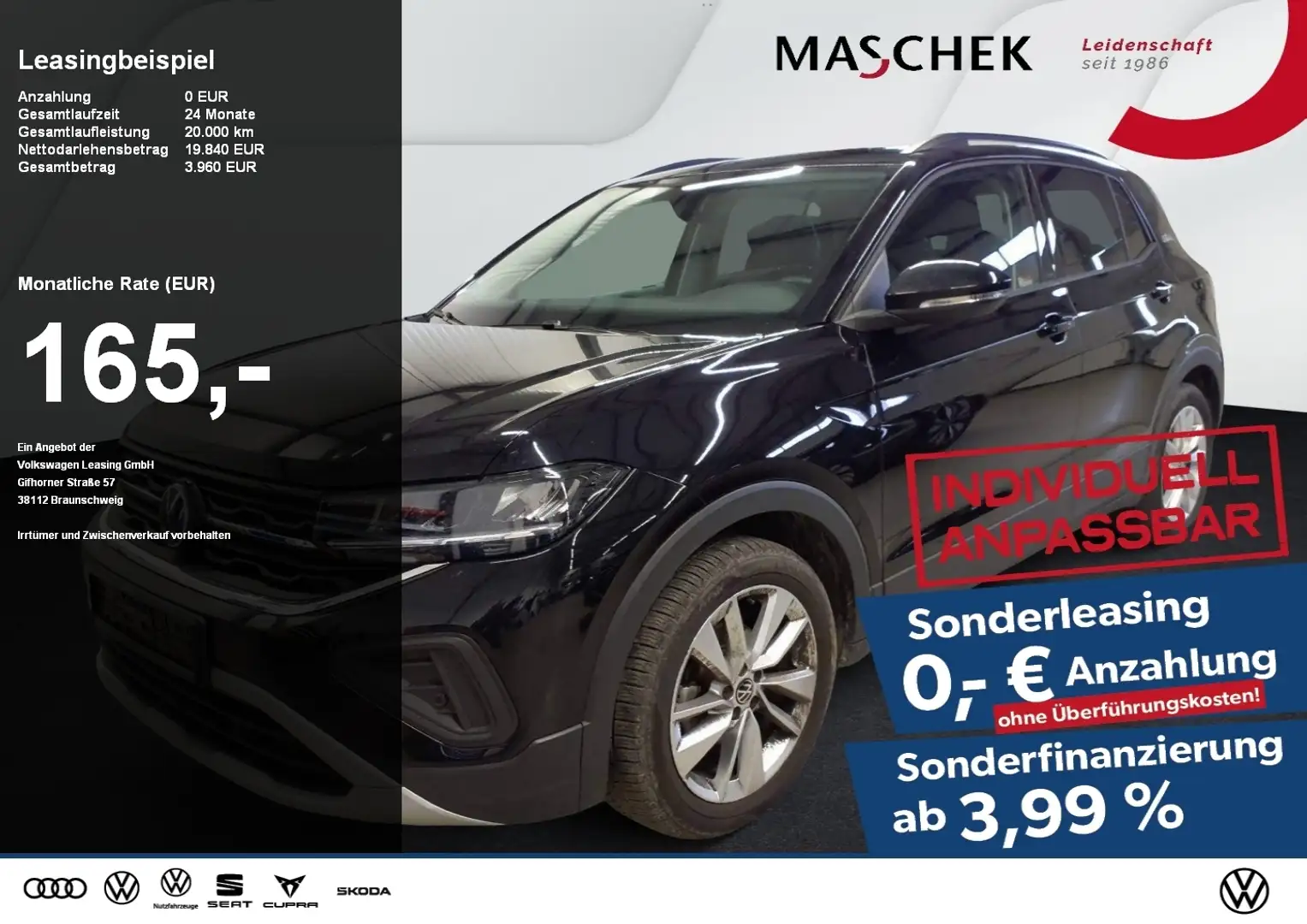 Volkswagen T-Cross Goal 1.0 TSI Sonderleasing! Navi GRA PDC Sitzh. Noir - 1