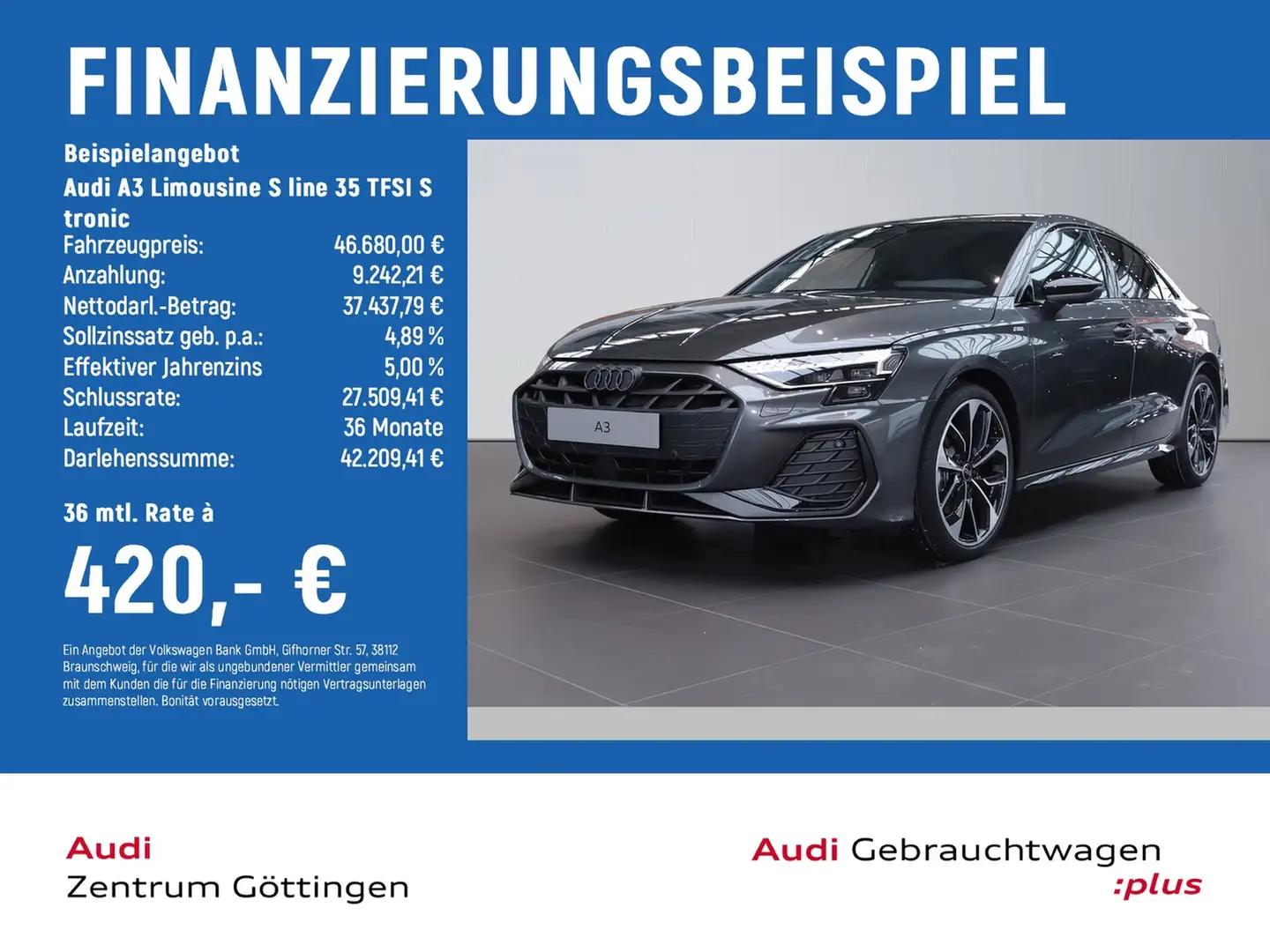 Audi A3 Limousine S line 35 TFSI S tronic +AHK+MATRIX Grijs - 2