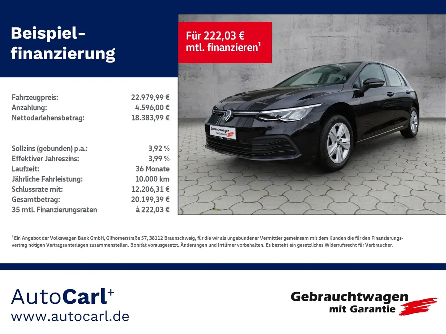 Volkswagen Golf VIII Life 2.0TDI DSG/Business/Navi/ACC/LED/SHZ/Ca Schwarz - 1