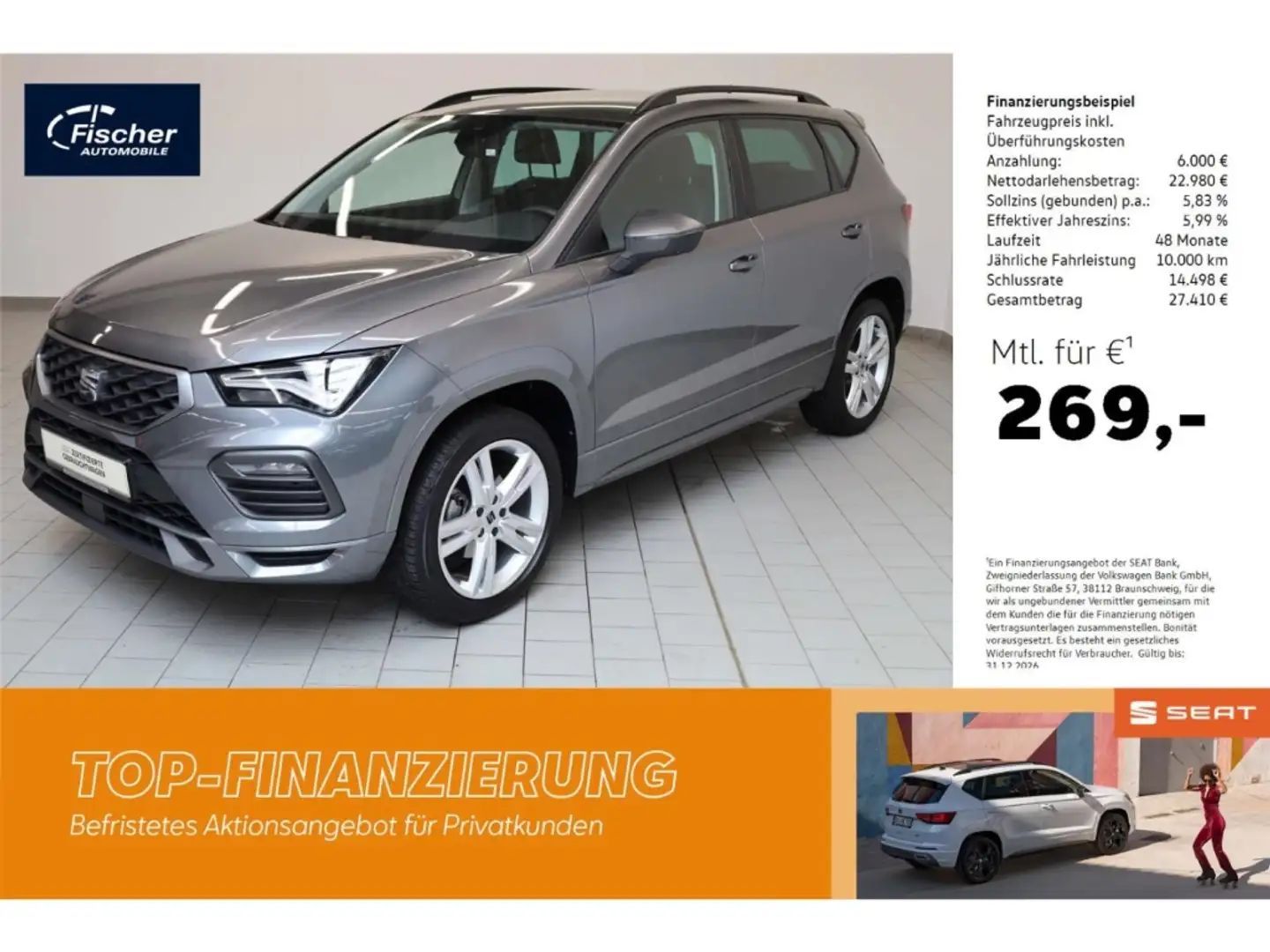 SEAT Ateca 1.5 TSI DSG FR LED/el.Heckklappe/RFK/18'' Grau - 1