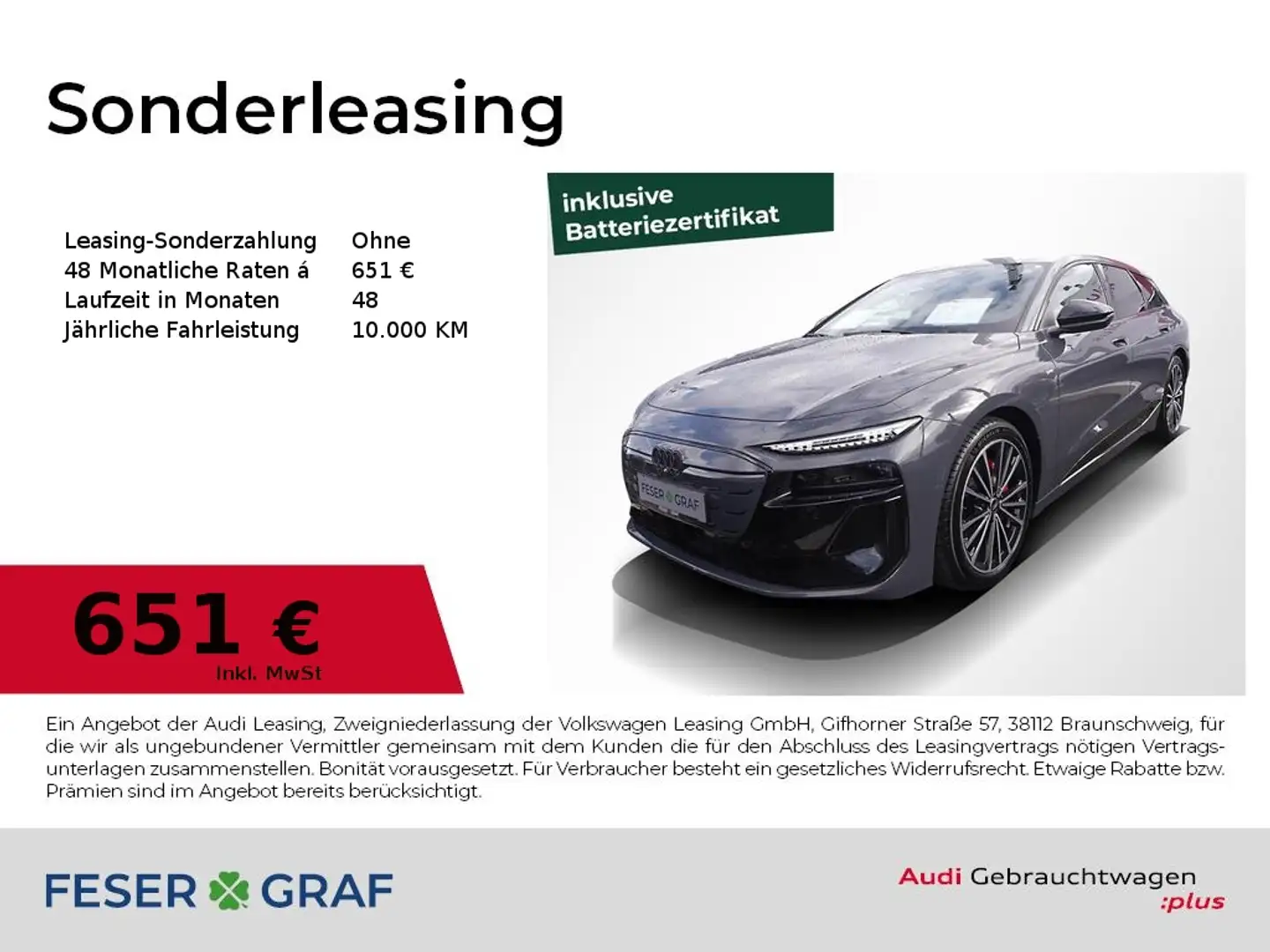 Audi A6 e-tron Avant perf. S line Ext. AHK Tech pro Grau - 1