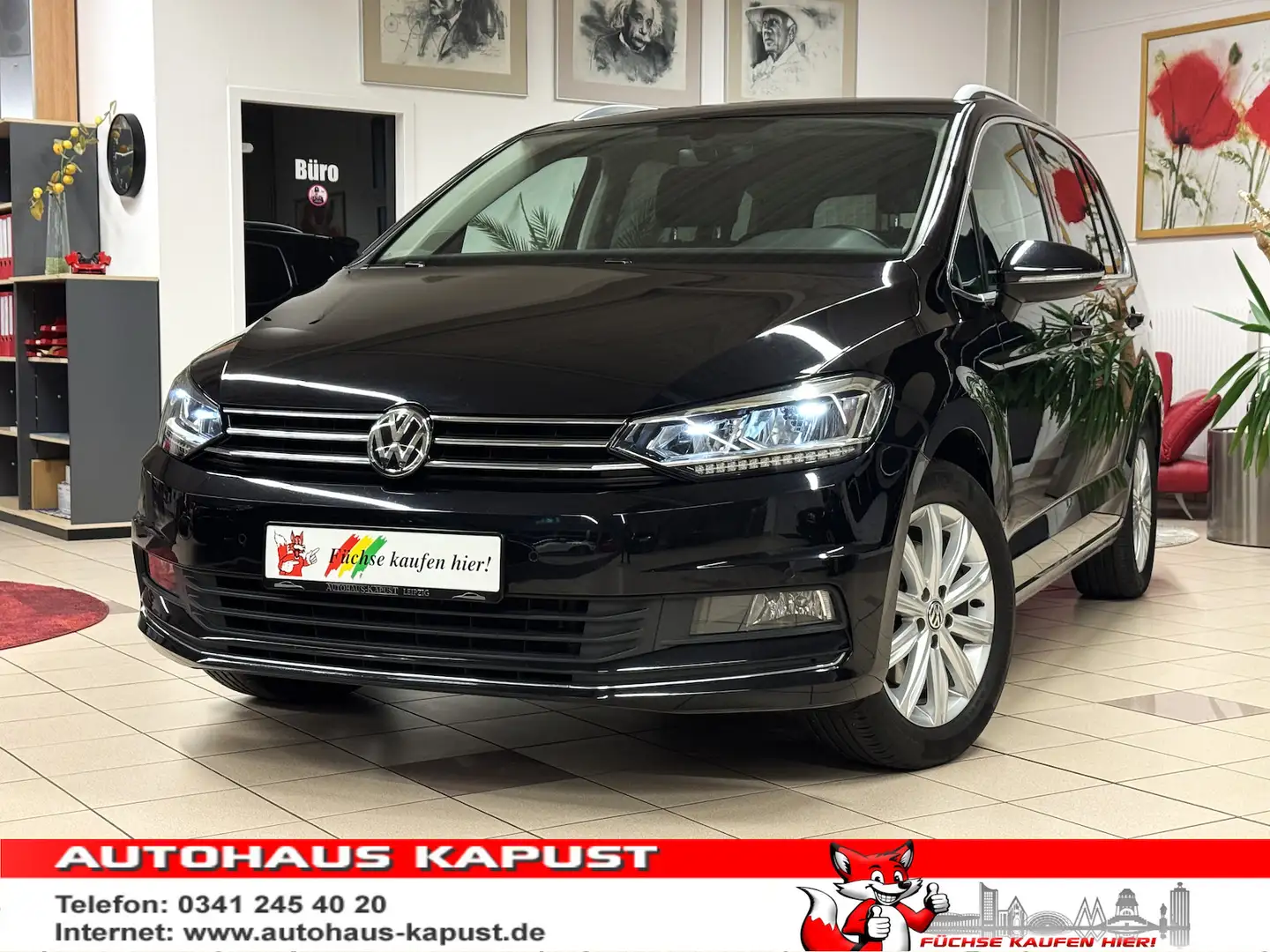 Volkswagen Touran 1.5TSI Highline DSG/LED/Navi/ACC/bhz.FS/ Zwart - 1
