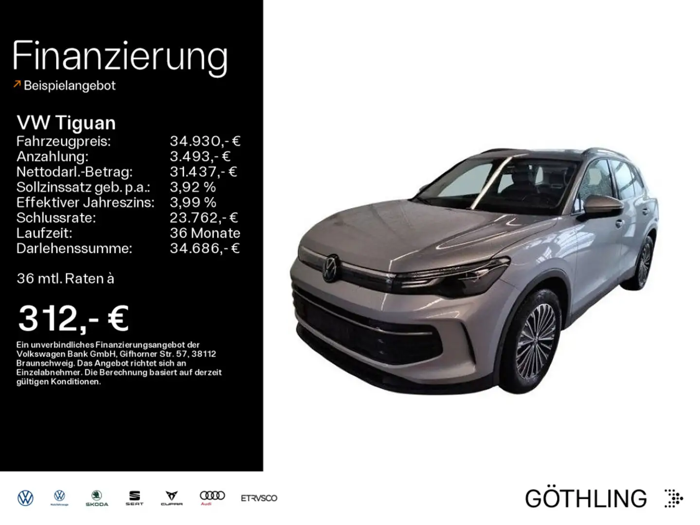 Volkswagen Tiguan Life TSI96kW*NAVI*PANO*AHK*KAM*WINTER-PAK Argent - 1