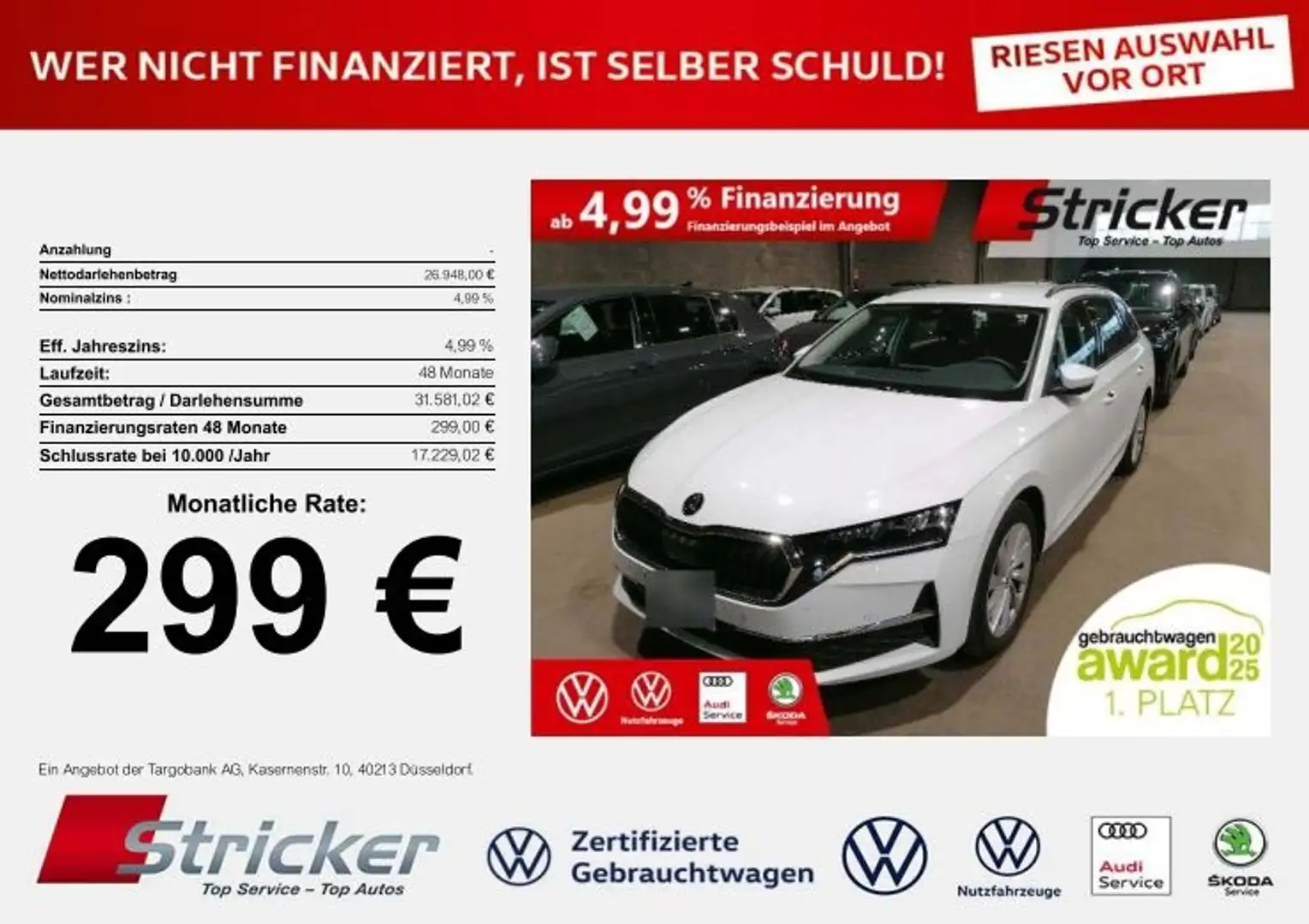 Skoda Octavia Selection 2.0TDI DSG 299,-ohne Anzahlung Navi ACC Weiß - 2