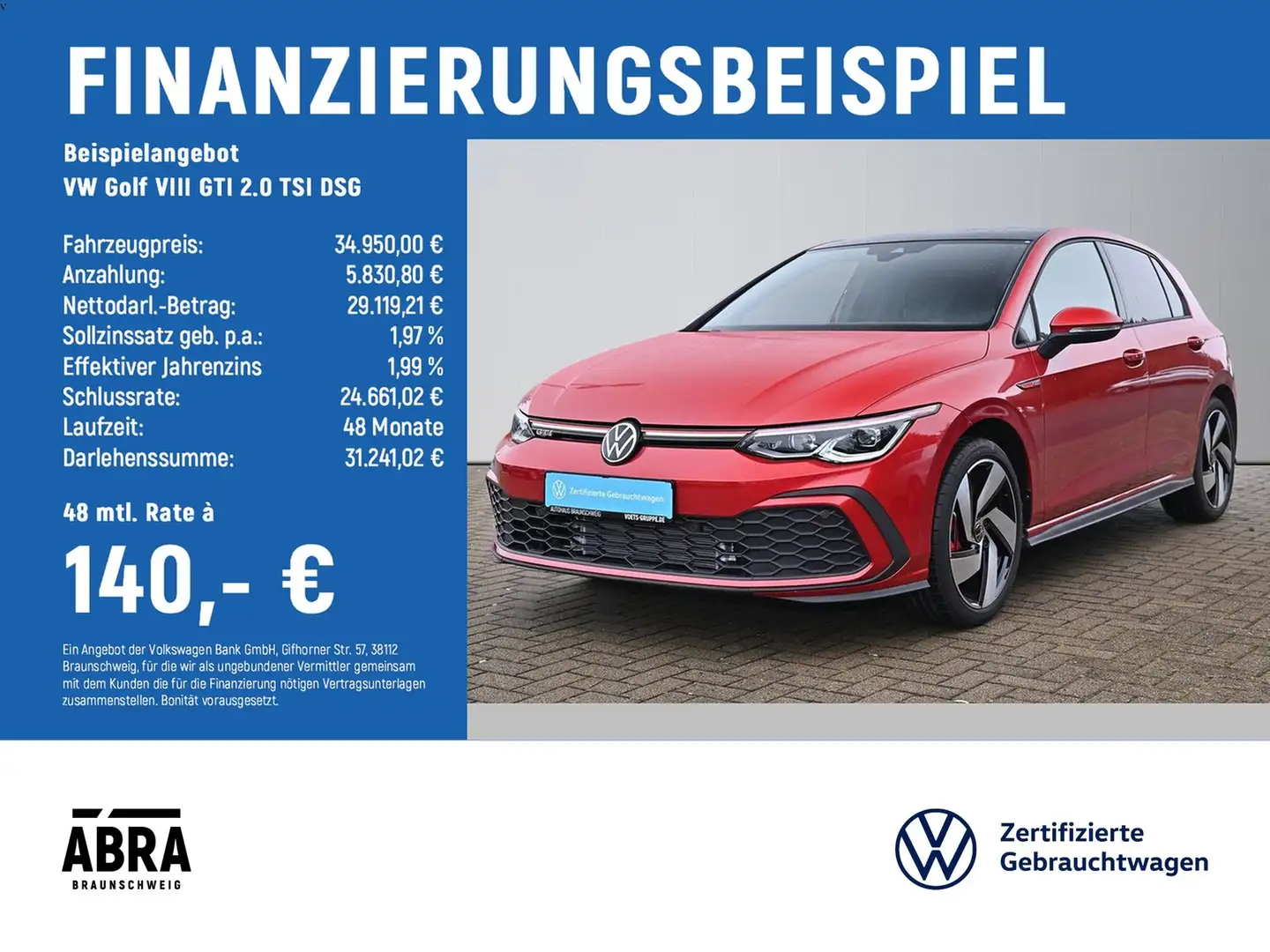 Volkswagen Golf VIII GTI 2.0 TSI DSG LED+ACC+PANO+LEDER Rot - 2