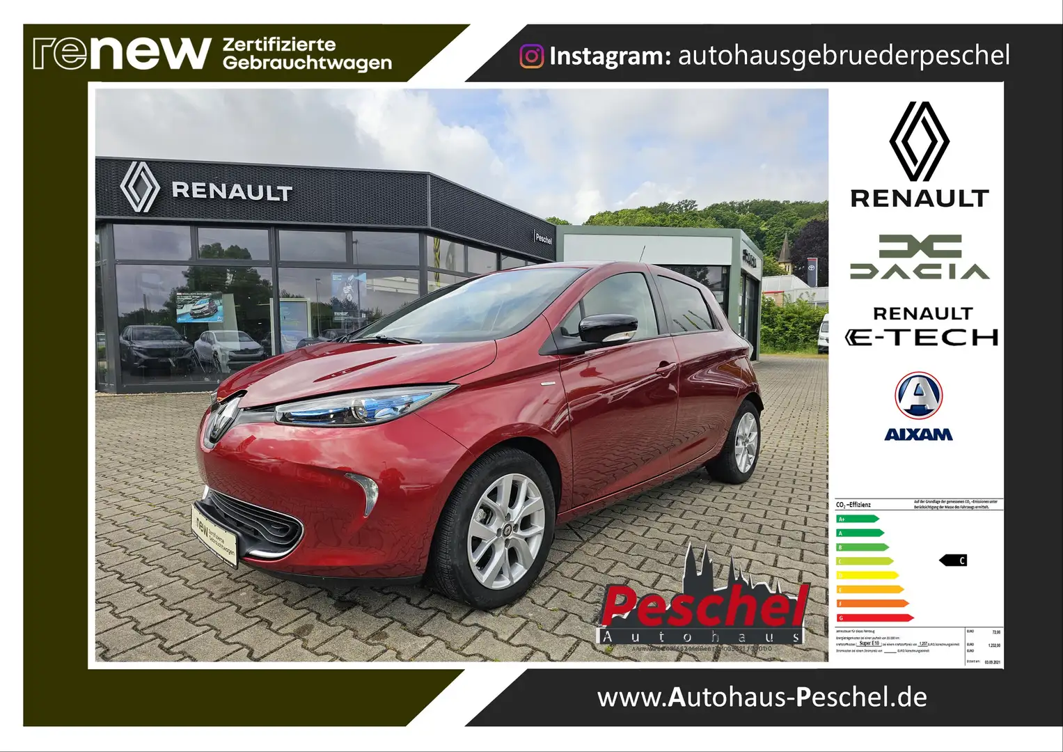 Renault ZOE Limited R110 ZE40 Mietbatterie SHZ Navi Rot - 1