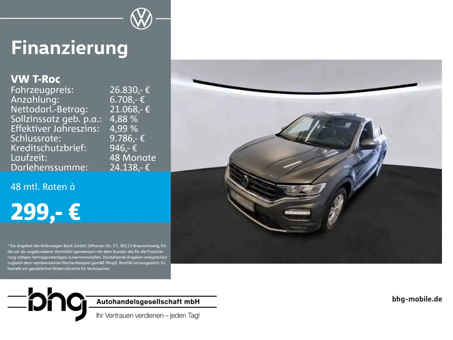 Volkswagen T-Roc 2.0 TDI DSG 4Motion Sport AHK Sitzhzg ACC Grau - 1