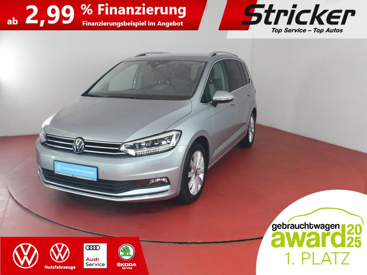 Volkswagen Touran Highline 2.0TDI DSG 281,-ohne Anzahlung 7-Sitzer Silber - 1