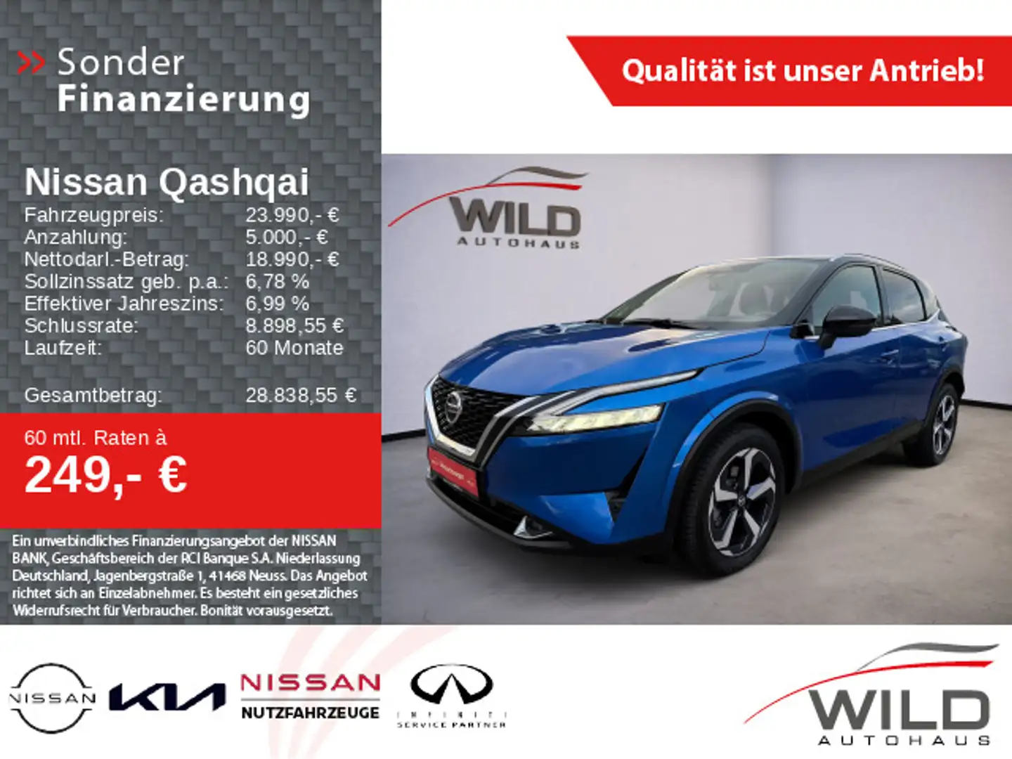 Nissan Qashqai 1.3 DIG-T N-Connecta, 360°CAM, SHZ, Klim Blau - 1