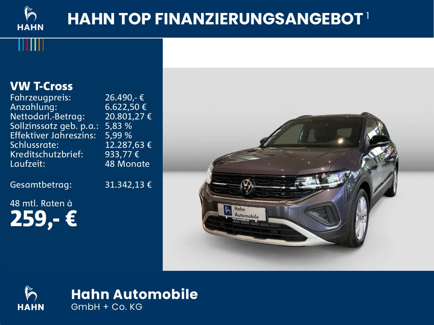 Volkswagen T-Cross GOAL 1.0 l TSI 116 PS KAM AHK Navi Grau - 2