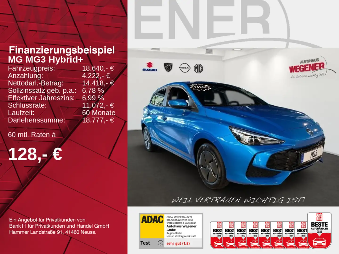 MG MG3 Standard /Kamera/Carplay/Navi Bleu - 2
