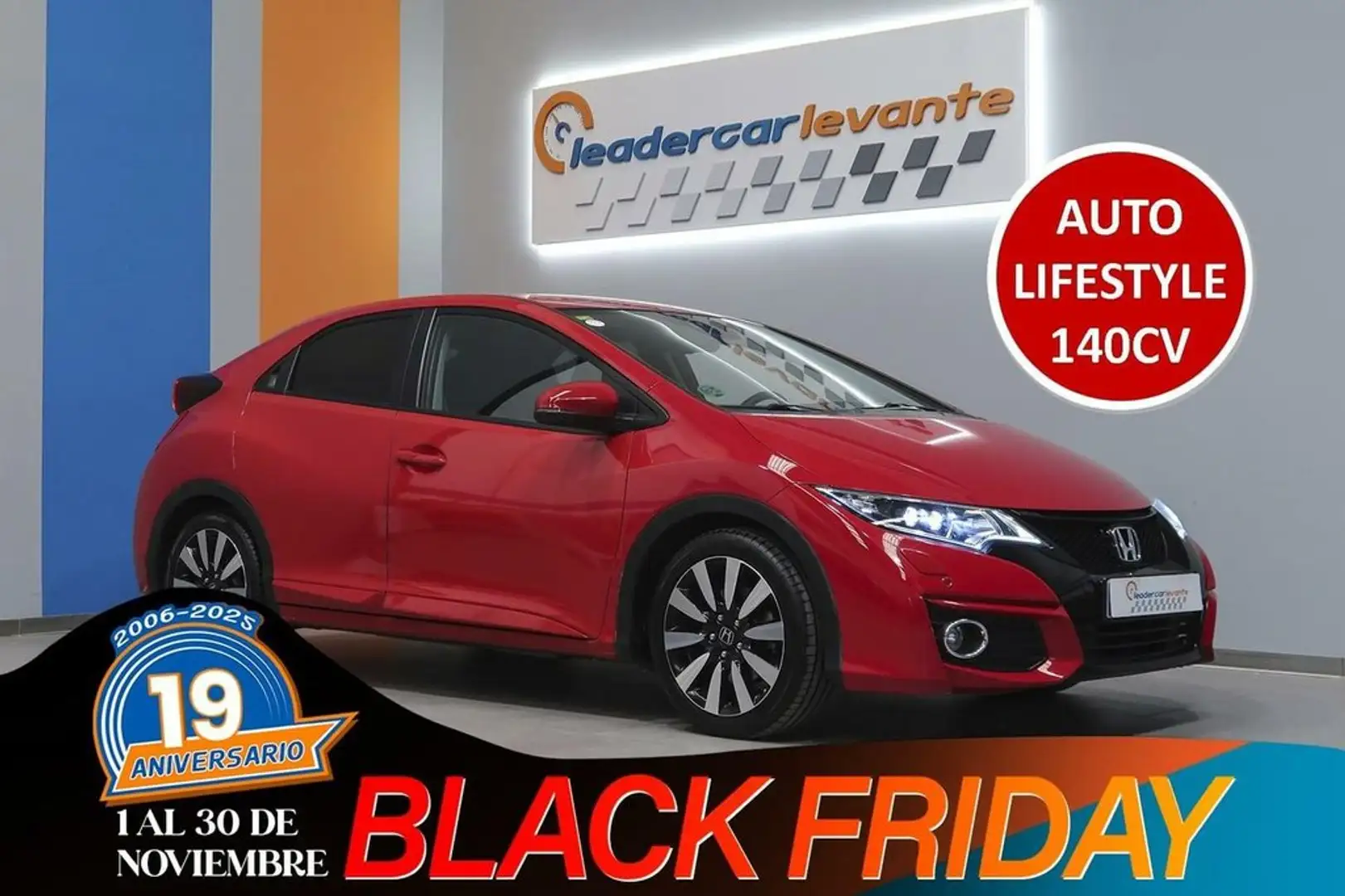 Honda Civic 1.8 I-VTEC LIFESTYLE AUT 140CV Rojo - 1
