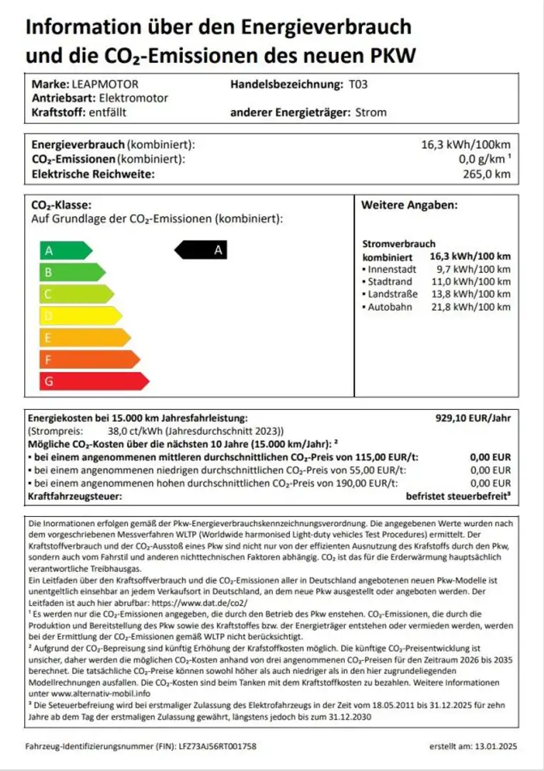 Leapmotor T03 Design Elektro - verschiedene Farben - SOFORT VERF Blau - 2
