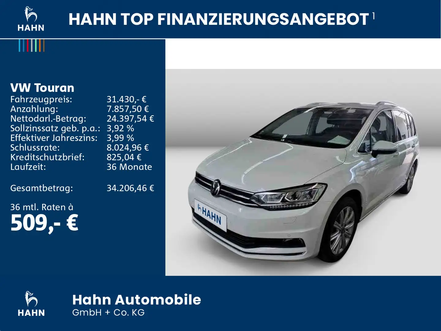 Volkswagen Touran 1.5TSI Highline AHK Cam LED Navi Sitzheiz Weiß - 2