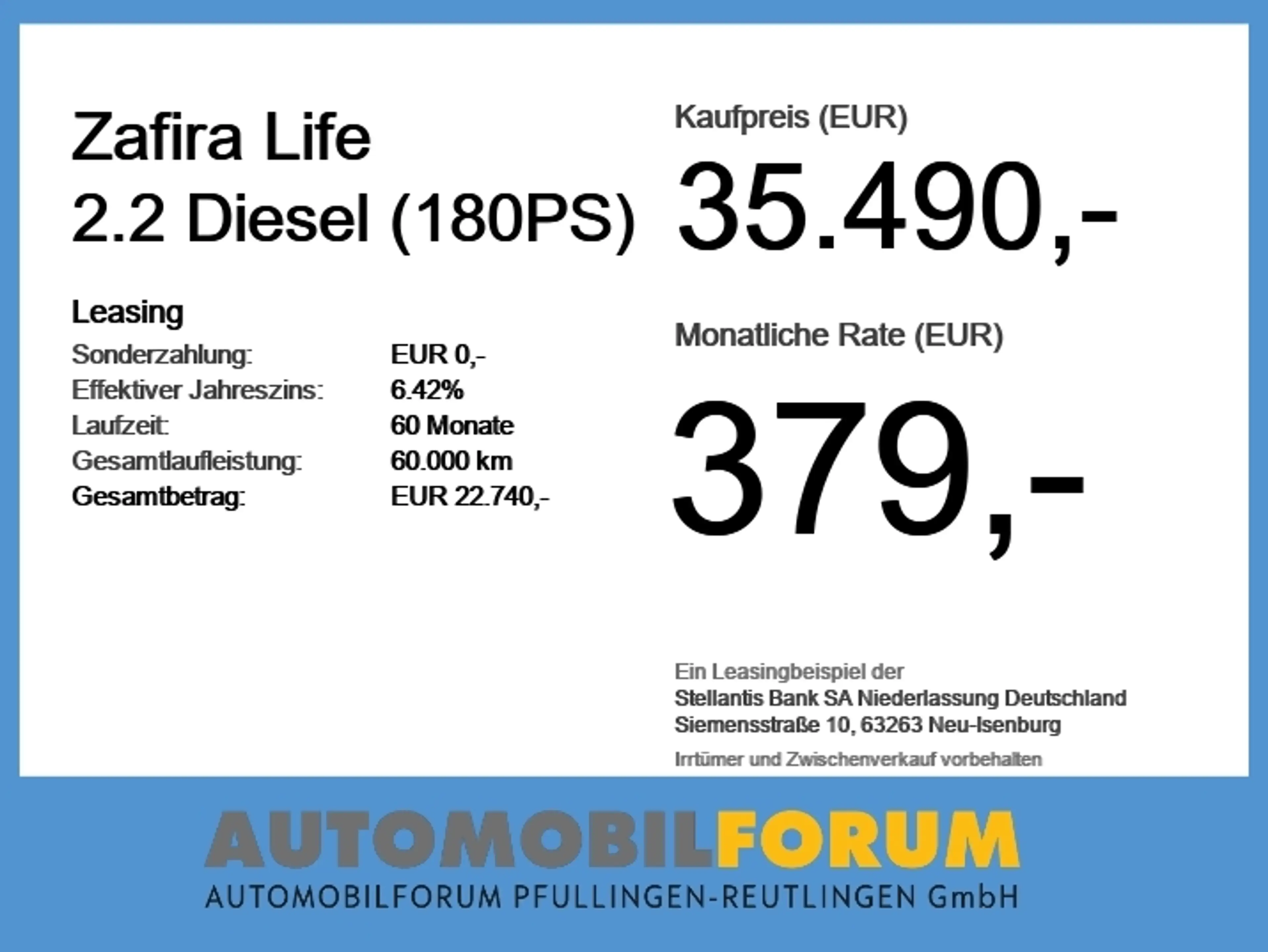 Opel Zafira Life 2.2 Diesel (180PS) Bestellfahrzeug — photo 6