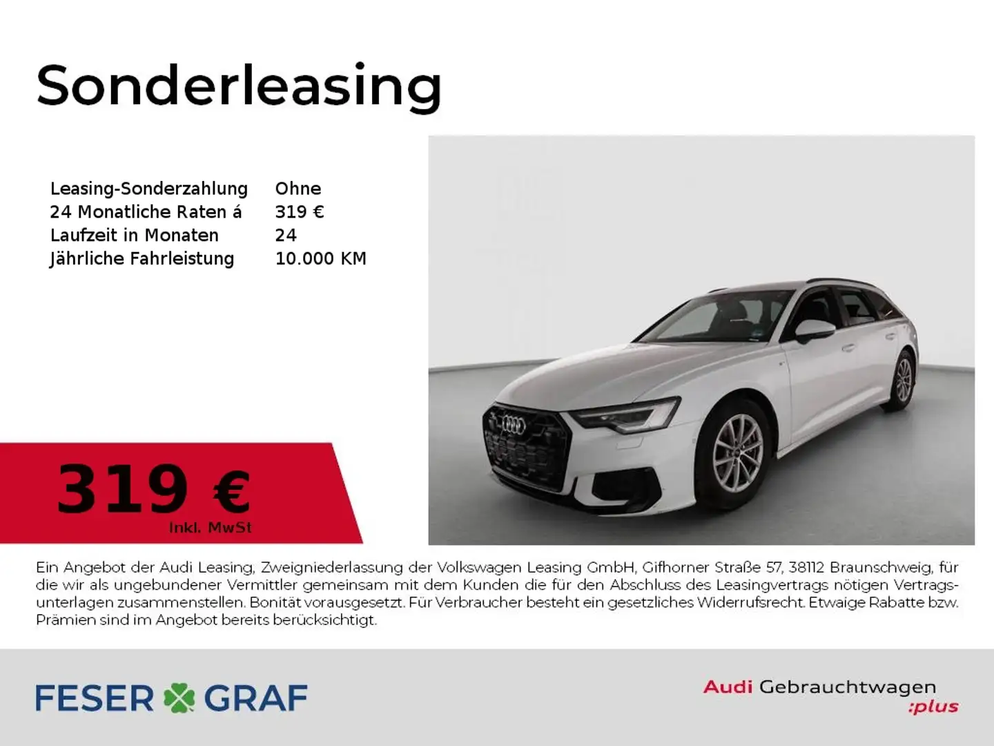 Audi A6 Avant 40 TDI S line Ext/Matrix/HuD/360Kamera/Memor Blanc - 1