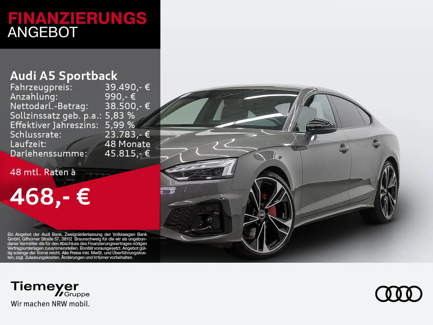 Audi A5 40 TFSI Q 2x S LINE LM20 KAMERA NAV Grau - 1