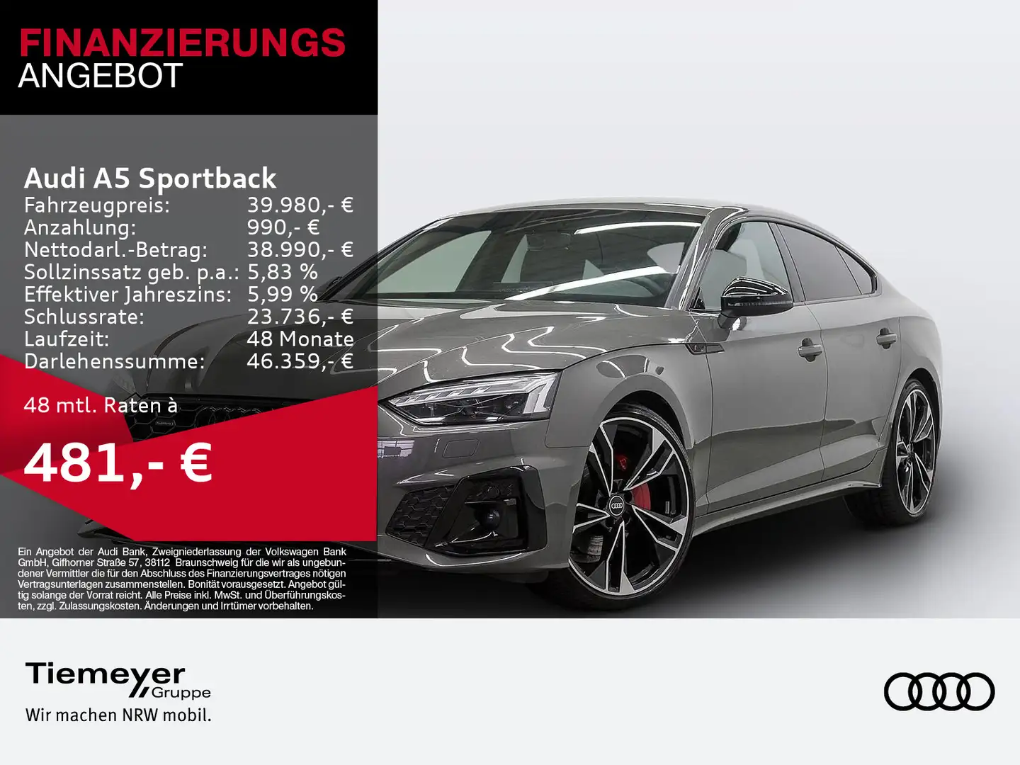 Audi A5 40 TFSI Q 2x S LINE LM20 KAMERA NAV Grau - 1