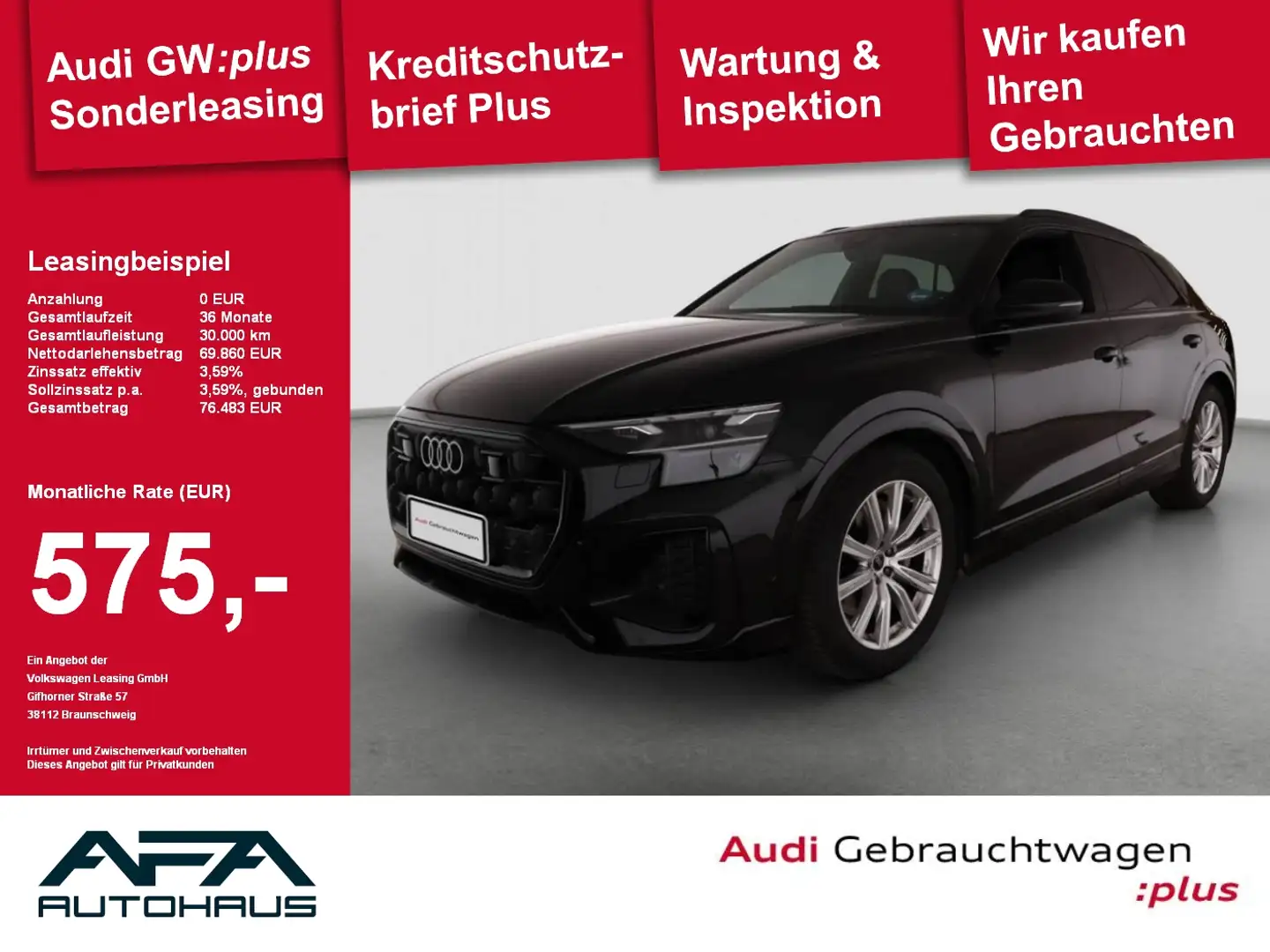 Audi Q8 45 TDI qu. tiptr. Luft*AHK*Matrix*Opt.Schwarz Schwarz - 1