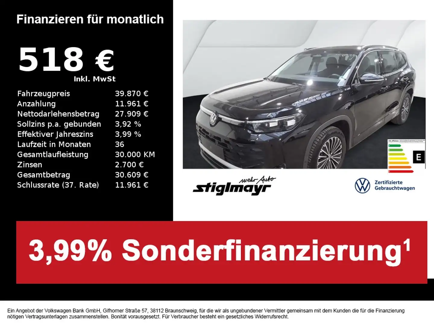 Volkswagen Tayron Life 1.5 eTSI DSG ACC+AHK+IQ-LIGHT+NAVI Schwarz - 1