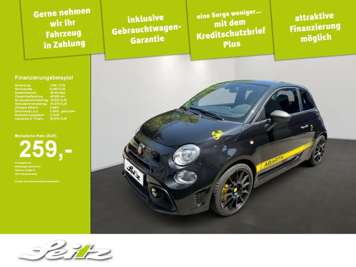 Abarth 595 Competizione 500  Navi. Einparkhilfe. Xenon-Scheinwerfer Černá - 1