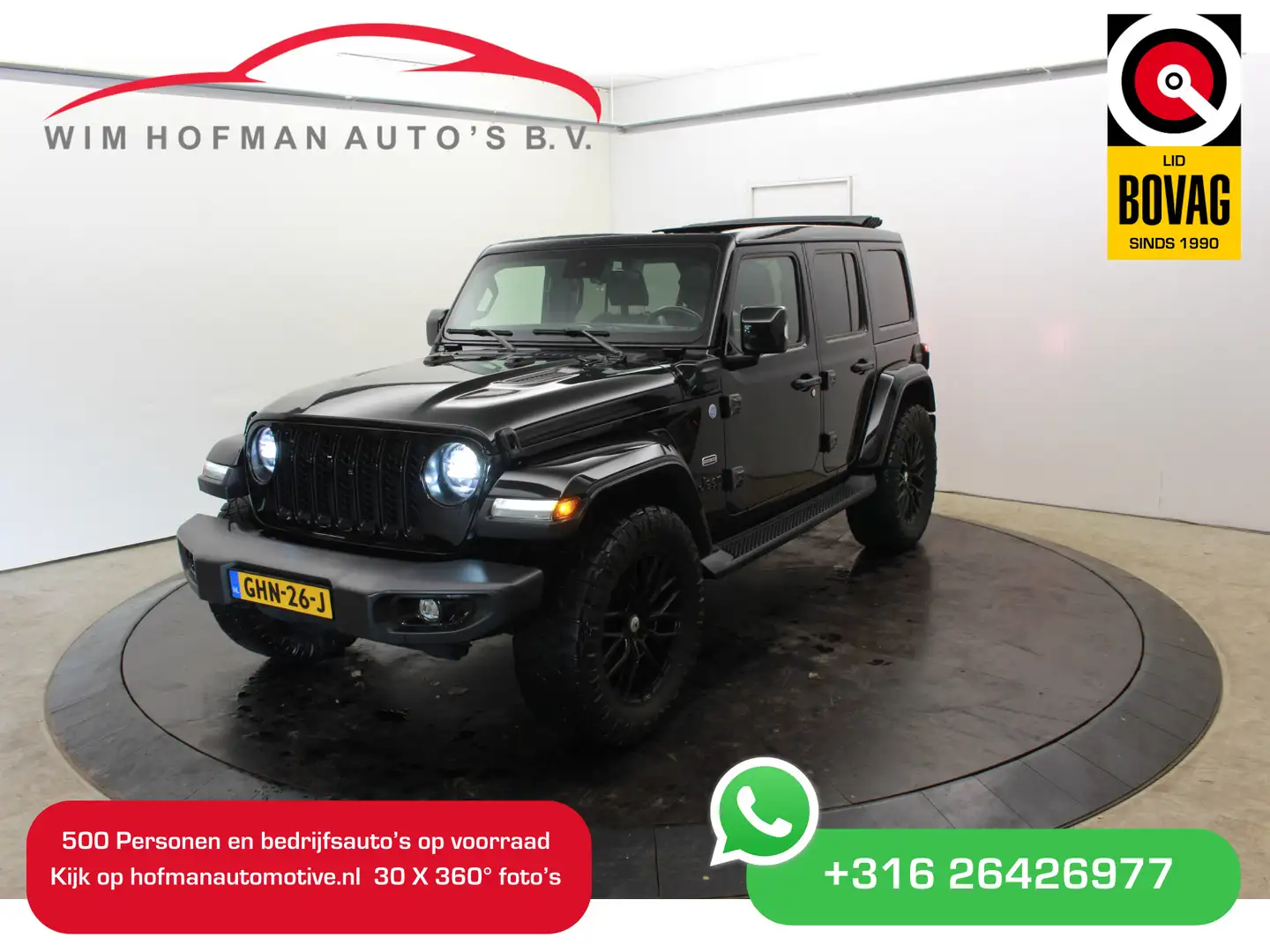 Jeep Wrangler Unlimited 4xe 380 80th Anv. Overland Black on Blac Zwart - 1