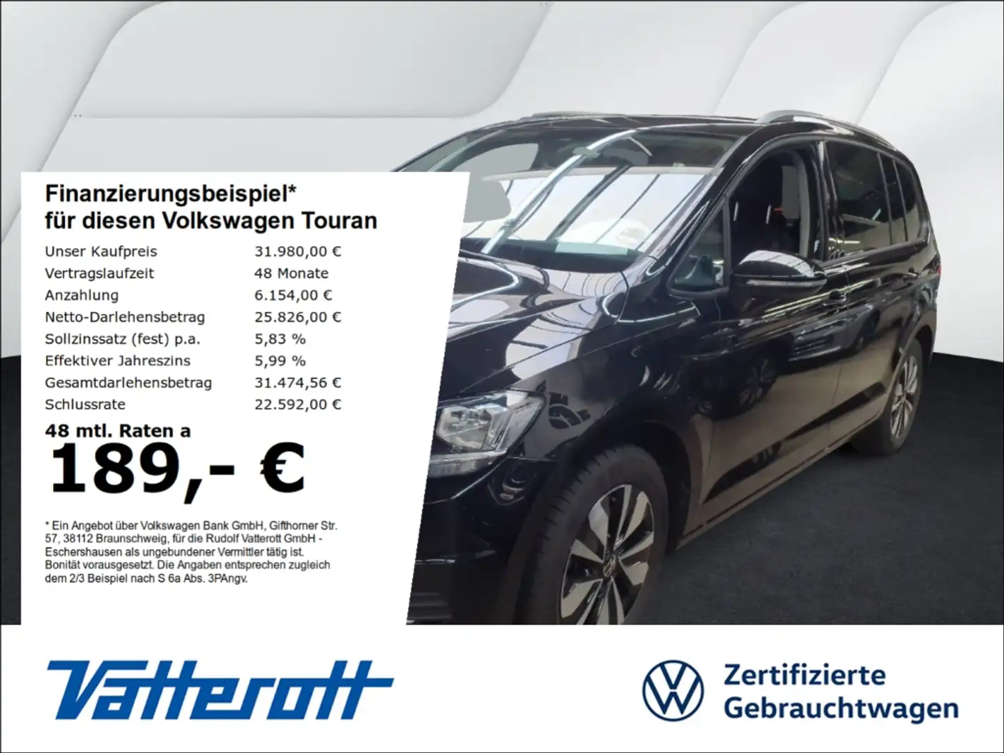 Volkswagen Touran 1.5 TSI GOAL Navi Kamera 7-Sitzer Schwarz - 1