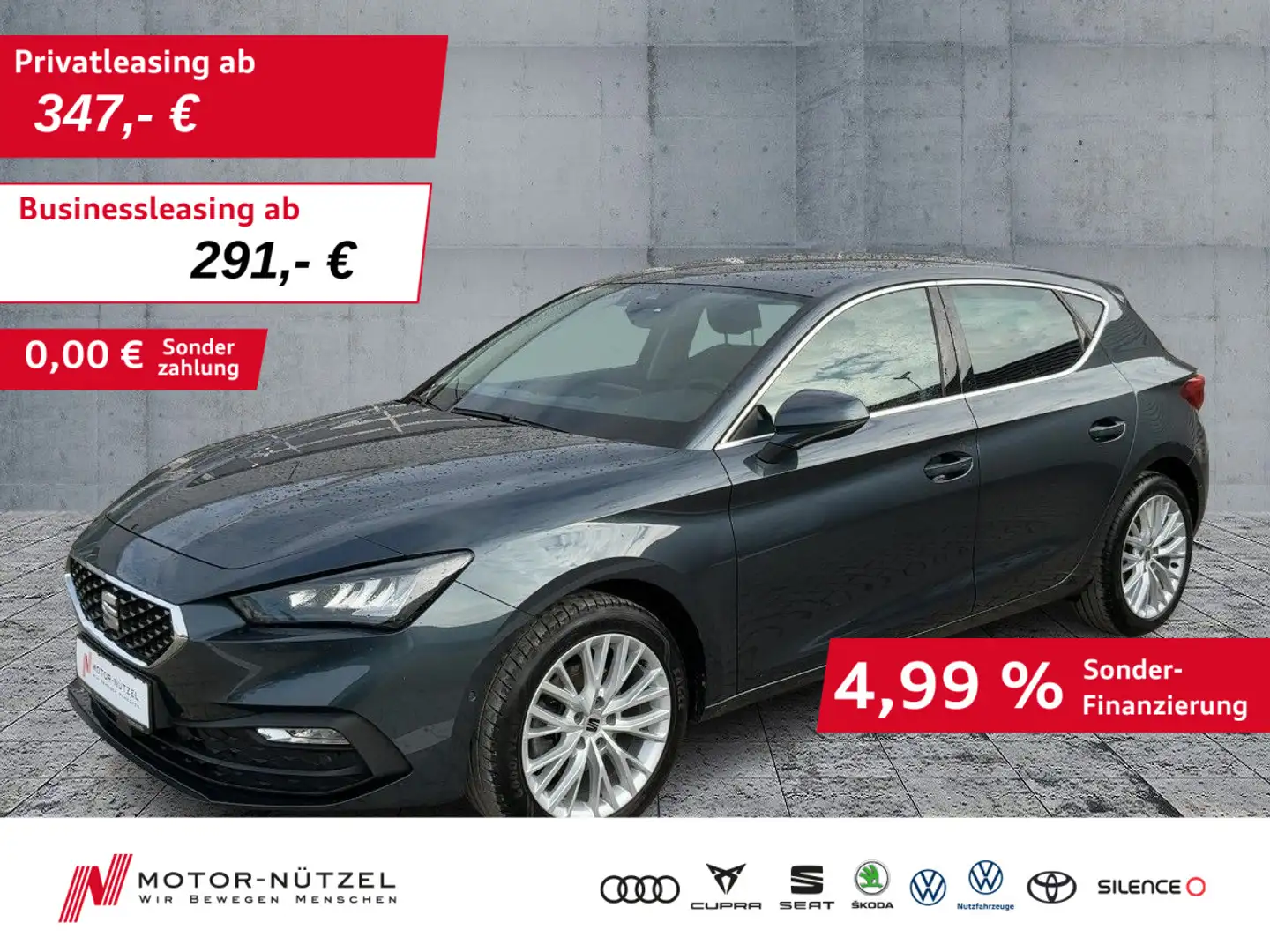 SEAT Leon 1.5 eTSI DSG XCELLENCE LED+NAVI+GRA+SHZ+RFK Grau - 1