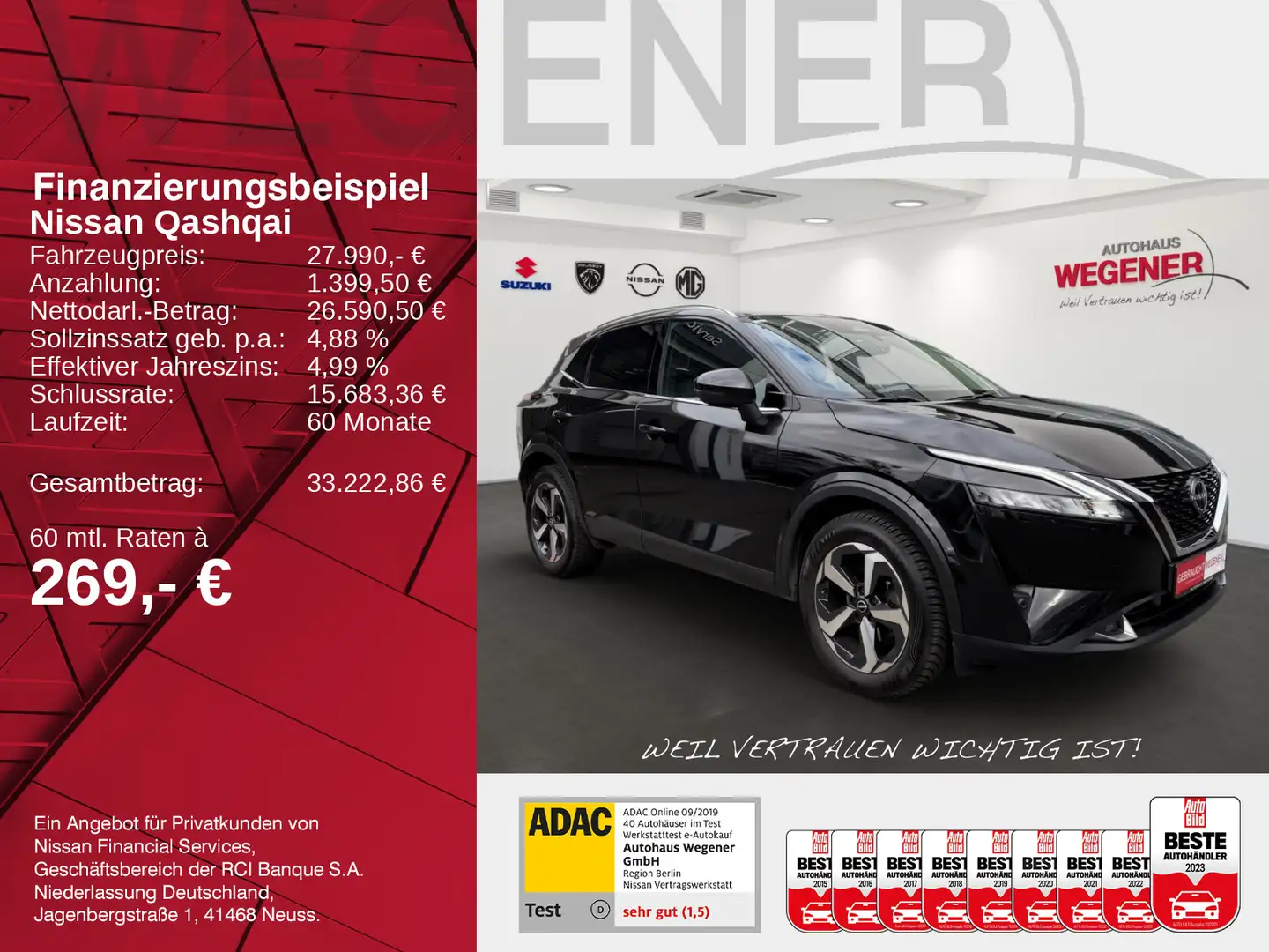 Nissan Qashqai QASHQAI N-CONNECTA AT+360+ALU+ALLWETTER+CARPLAY+ Schwarz - 2