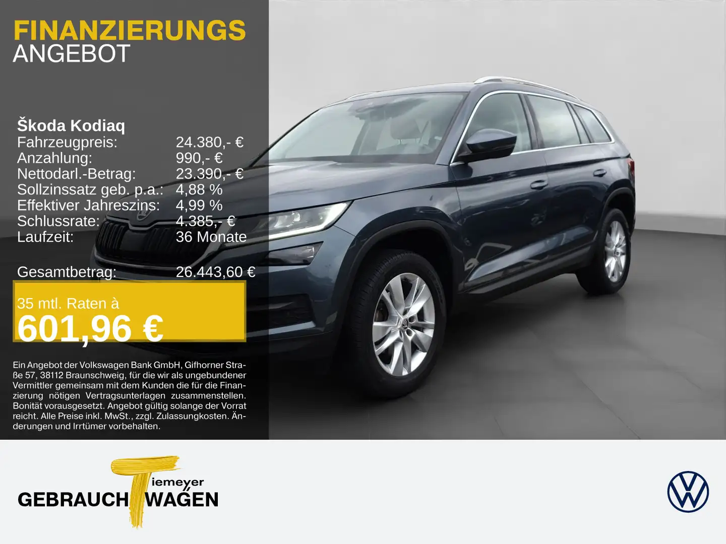 Skoda Kodiaq 2.0 TDI 4x4 STYLE LED PDC STDHZG AHK LM18 Grau - 1