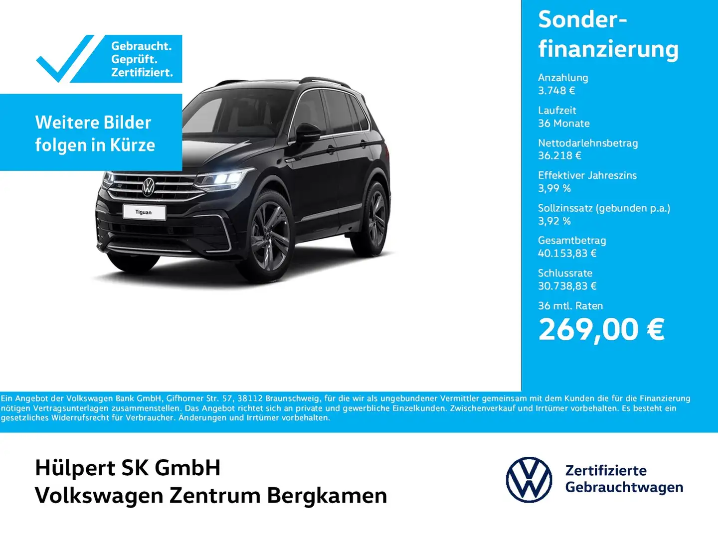 Volkswagen Tiguan 2.0 R-LINE STANDHZ. PANO AHK CAM ACC LM19 Noir - 1
