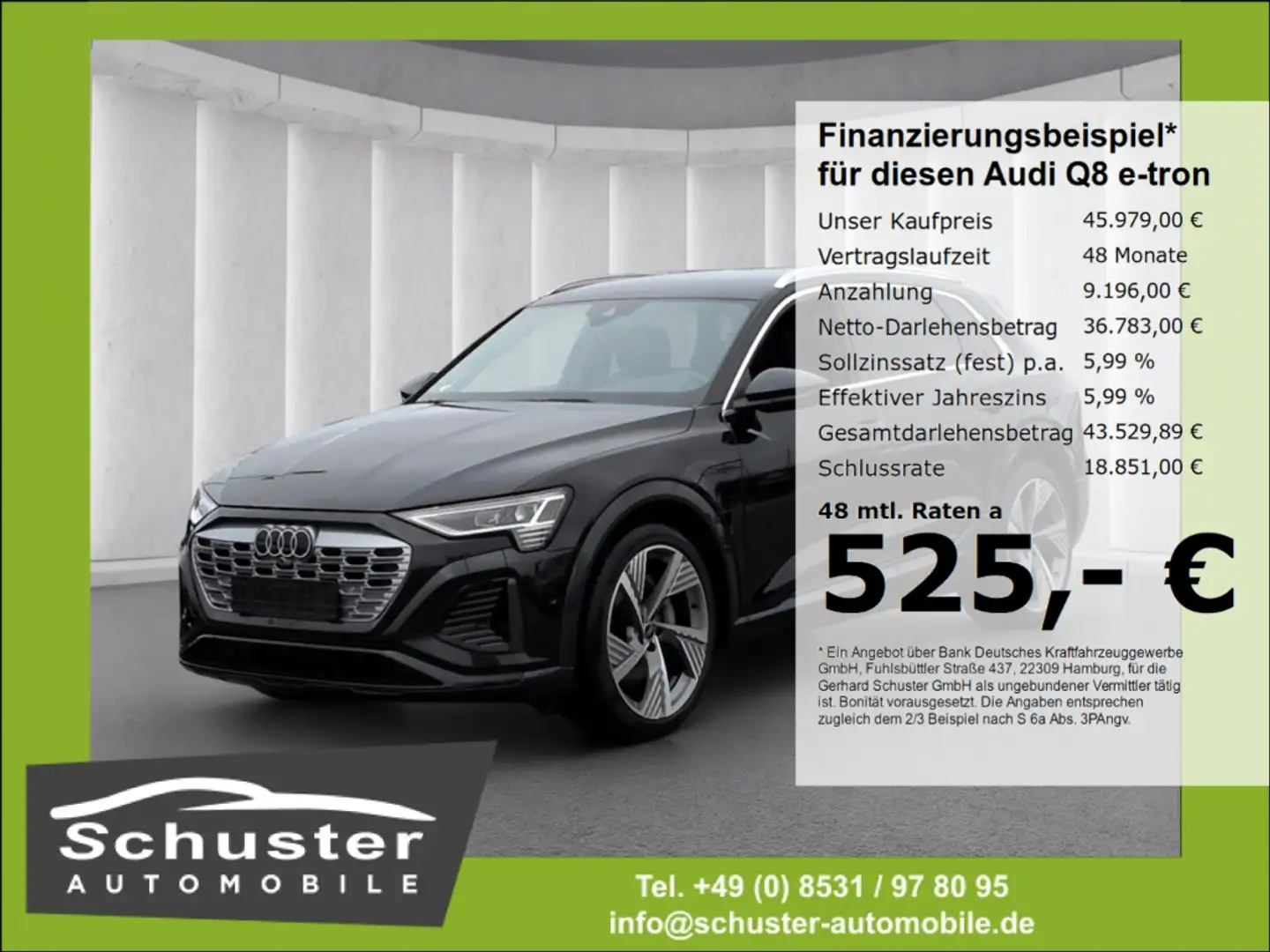 Audi Q8 e-tron 50 S-LINE quattro*AHK Matrix-LED Leder Schwarz - 1