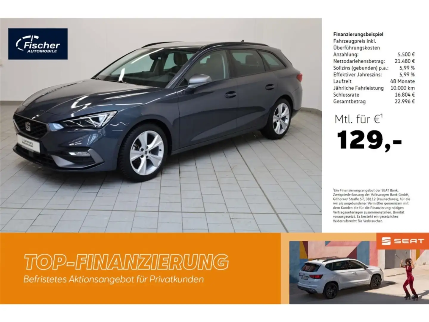SEAT Leon Sportstourer 1.5 eTSI DSG FR LED/NAV/KAMERA Grau - 1